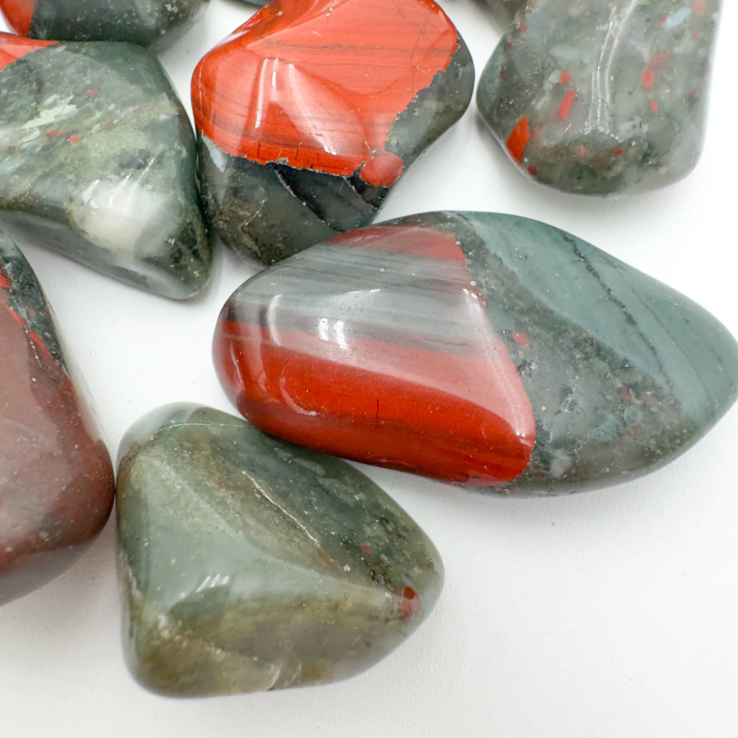 Bloodstone Tumbled Stones (1.25-2 Inch - AA Grade - 16-24 Pieces Per Pound) Ethically Sourced from Eswatini (Swaziland) - Beyond Bohemian