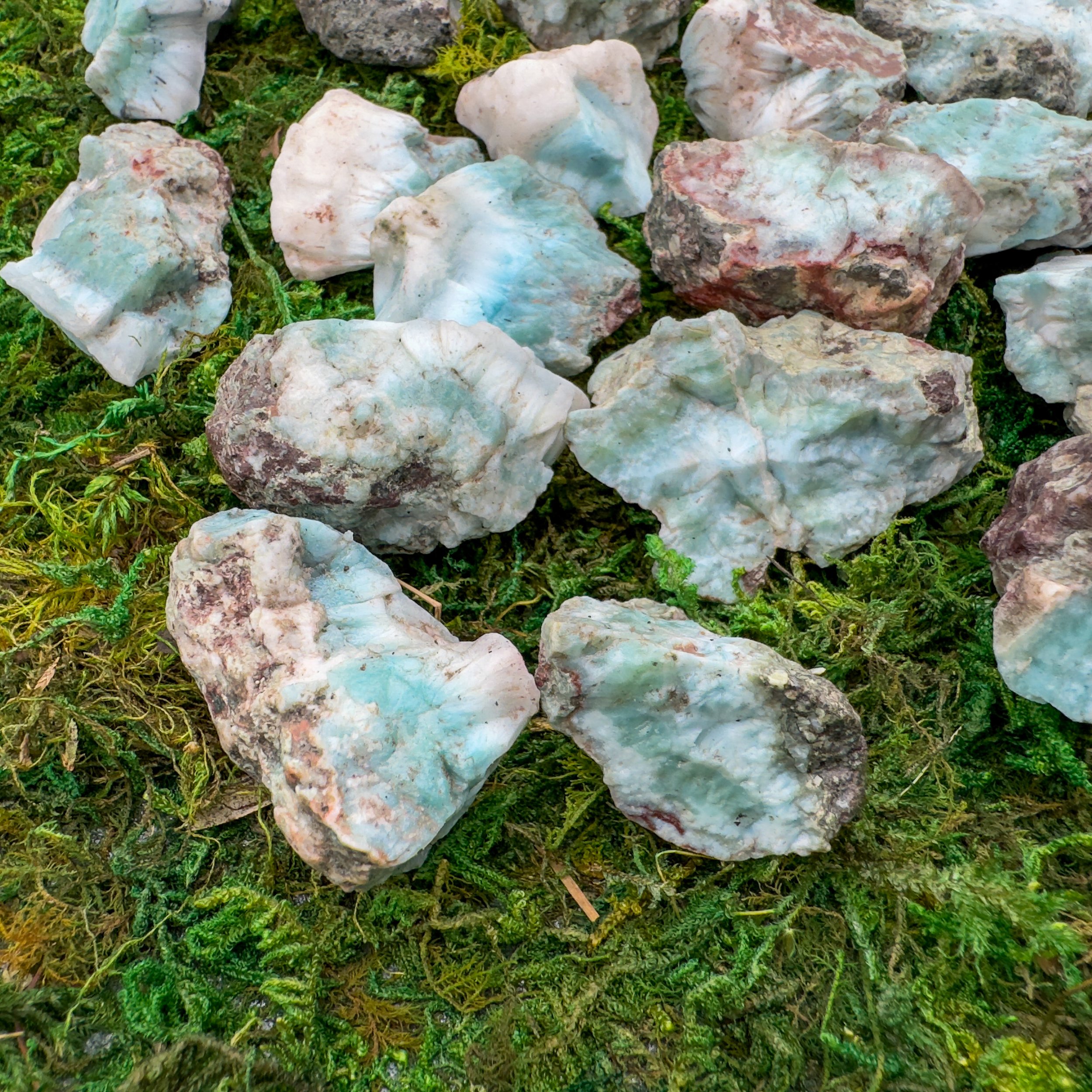 Larimar Raw Stones (1-2 Inch - A Grade - 16-24 Pieces Per Pound) Ethically Sourced from Dominican Republic - Beyond Bohemian