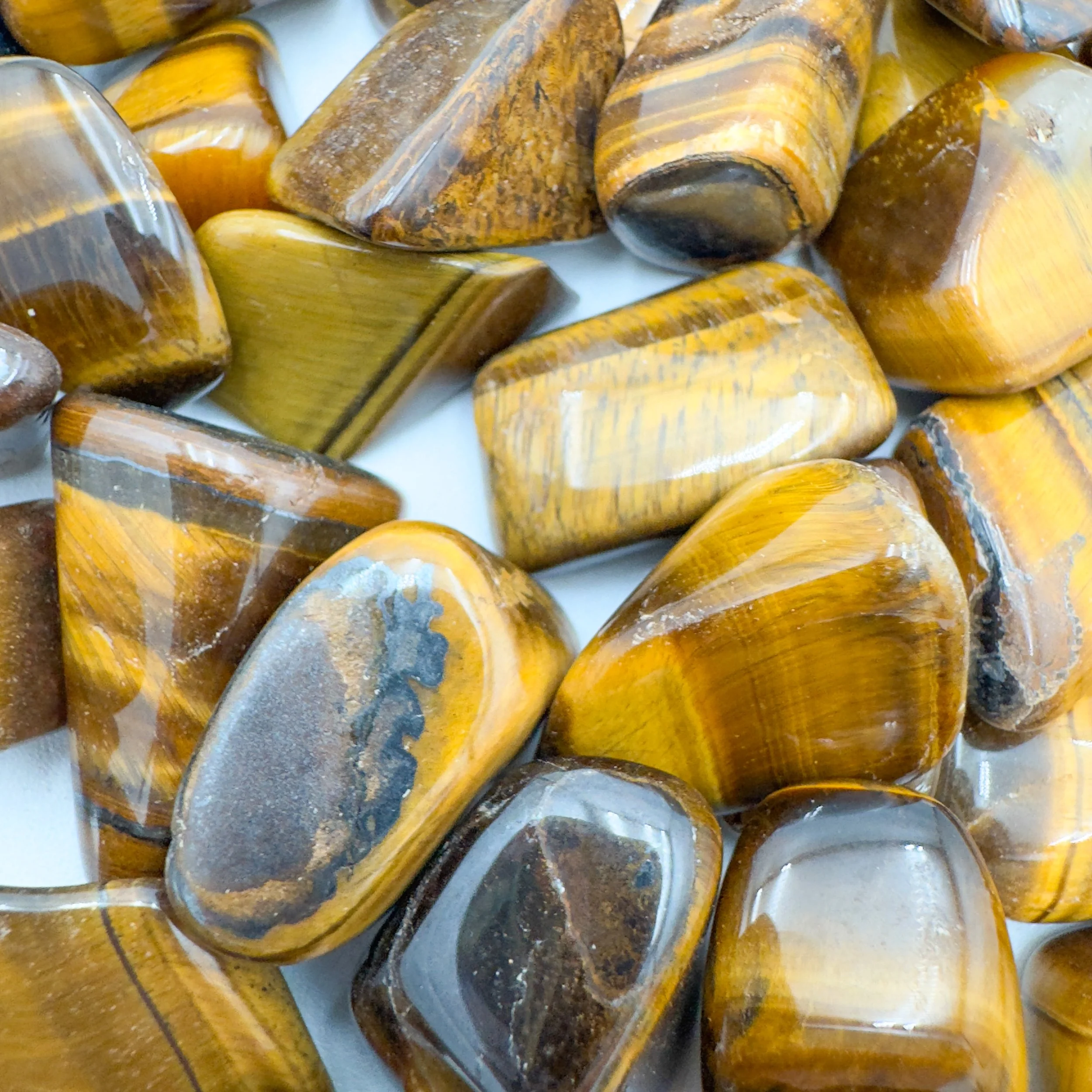 Tiger Eye Tumbled Stones (0.50-1 Inch - A Grade - 64-128 Pieces Per Pound) Ethically Sourced from South Africa - Beyond Bohemian