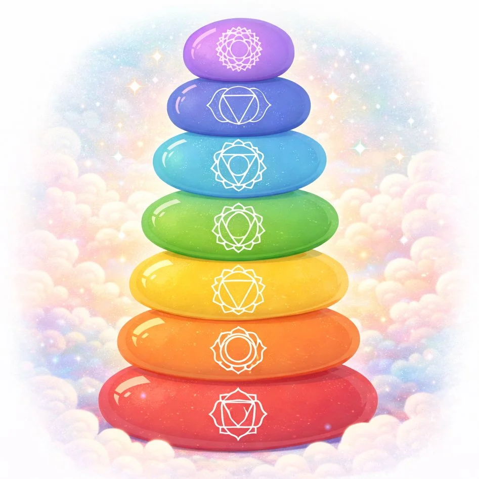 Browse crystals by chakra, featuring all seven chakra centers represented by color.
