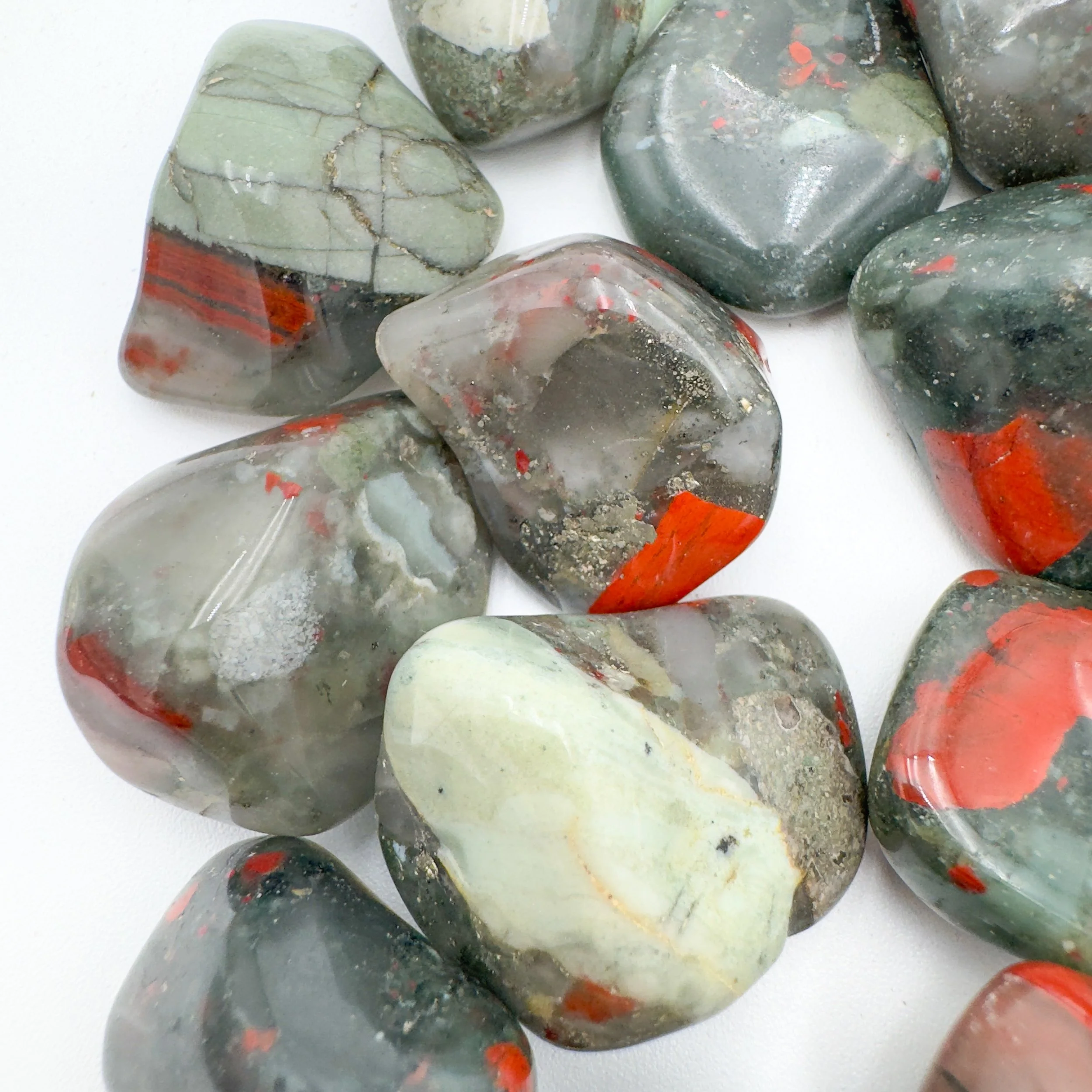 Bloodstone Tumbled Stones (1.25-2 Inch - AA Grade - 16-24 Pieces Per Pound) Ethically Sourced from Eswatini (Swaziland) - Beyond Bohemian