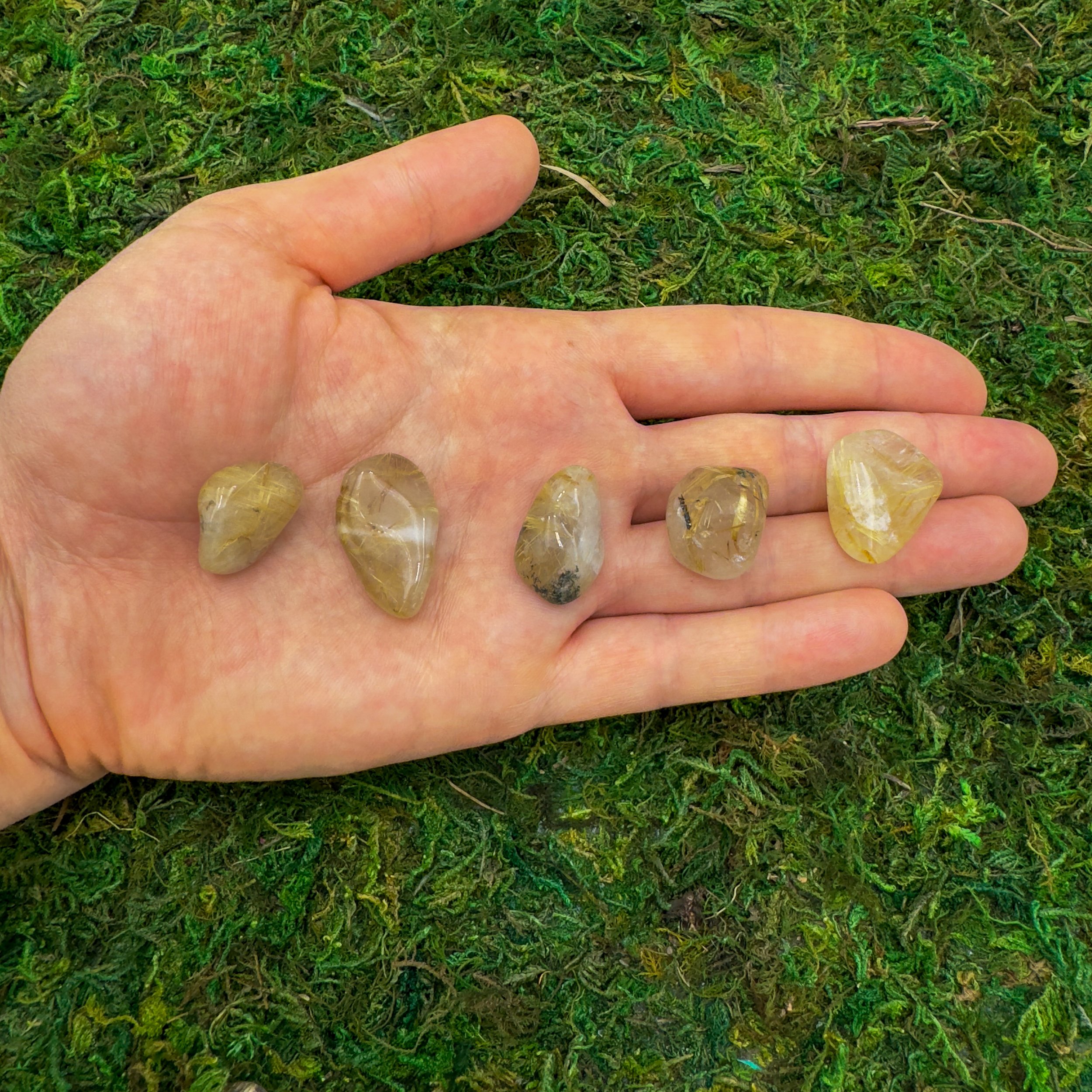 Rutilated Golden Quartz Tumbled Stones (0.75-1.25 Inch - AAA Grade - 40-64 Pieces Per Pound) Ethically Sourced from Brazil - Beyond Bohemian