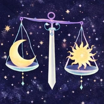 Hand-drawn Libra zodiac symbol for harmony and balance crystals