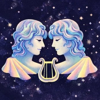 Hand-drawn Gemini zodiac symbol for communication and clarity crystals