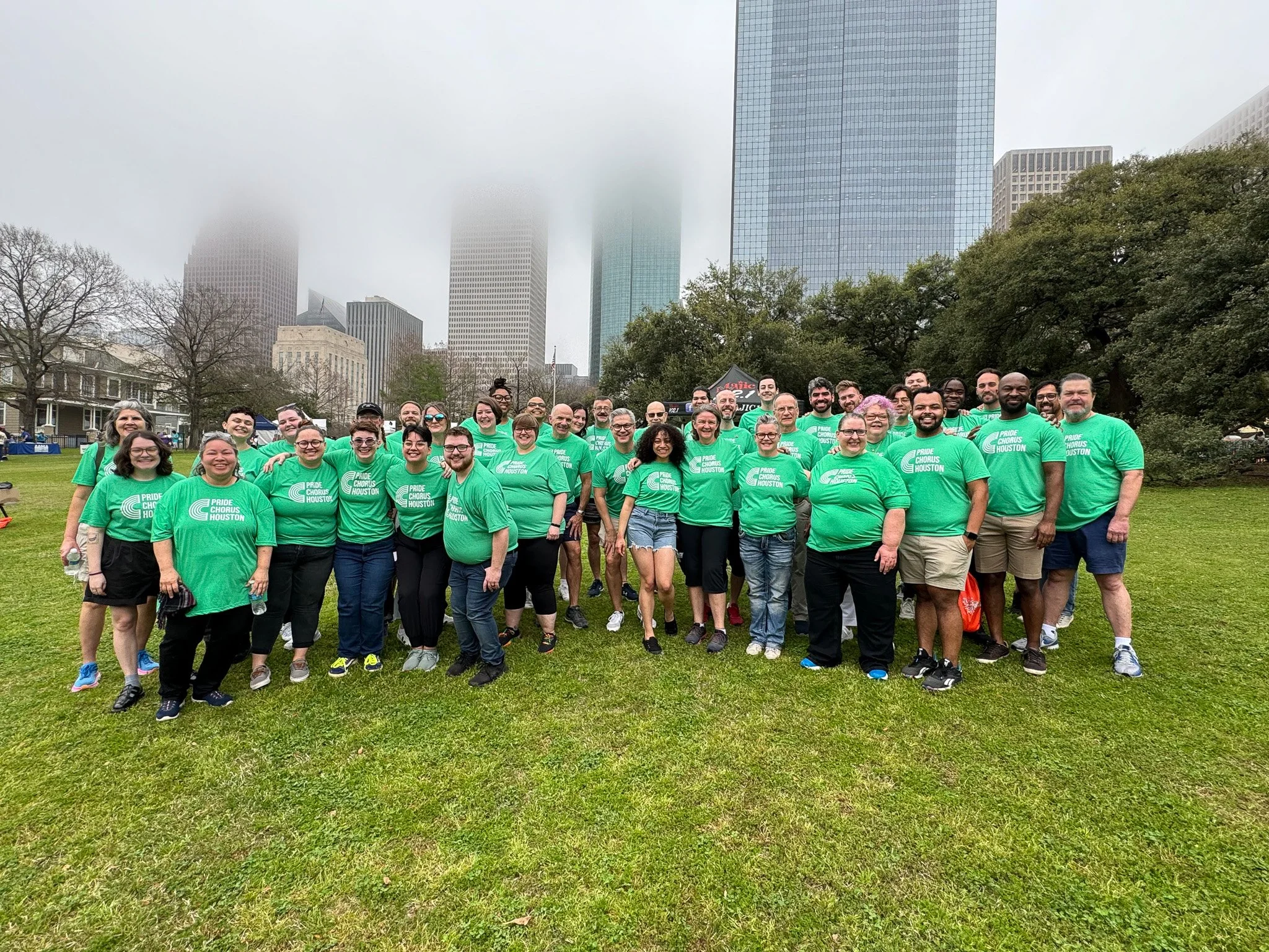 Photograph of the chorus in a field