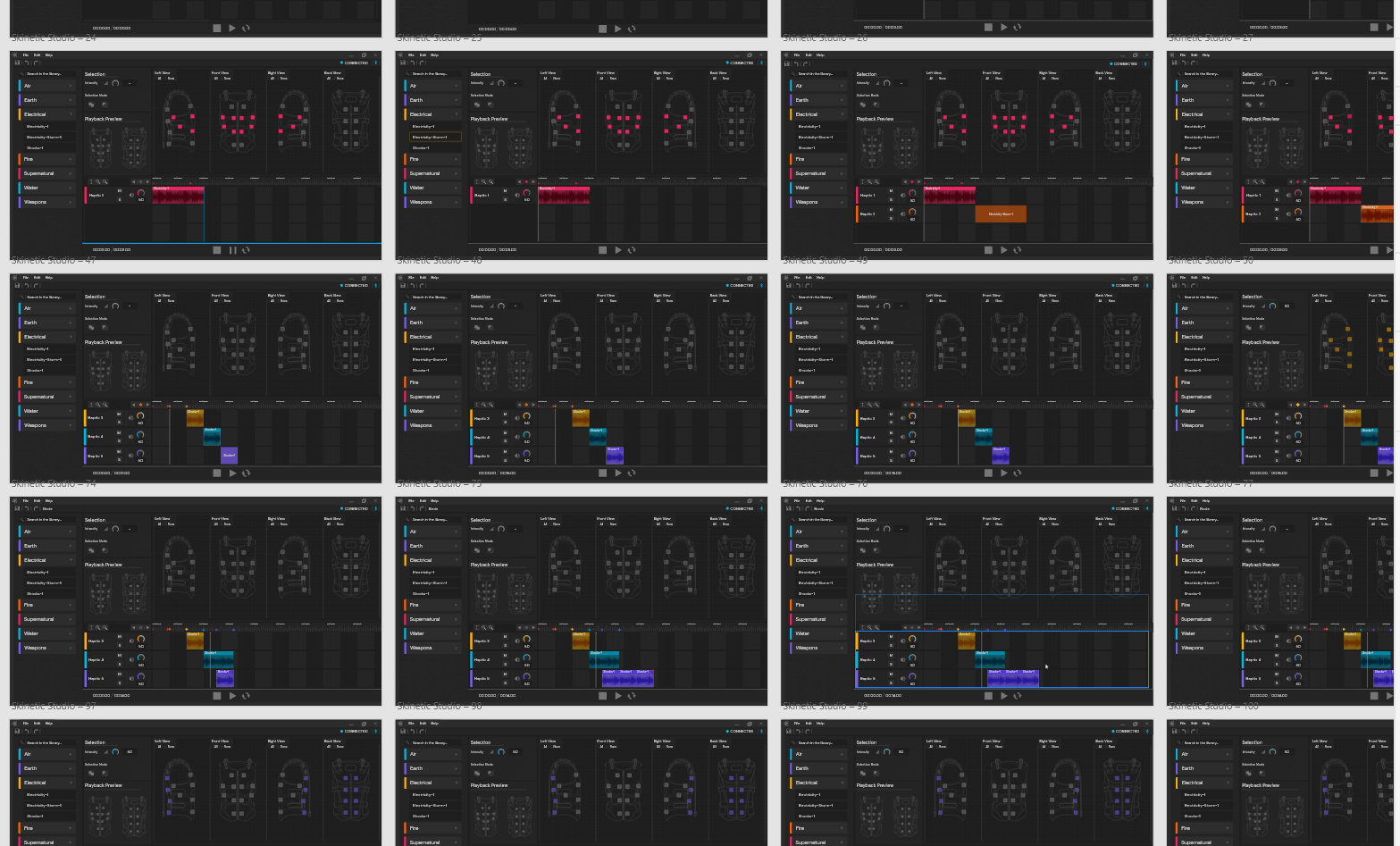 Screenshot of the AdobeXD project showcasing several prototypes of the UI for Unitouch Studio