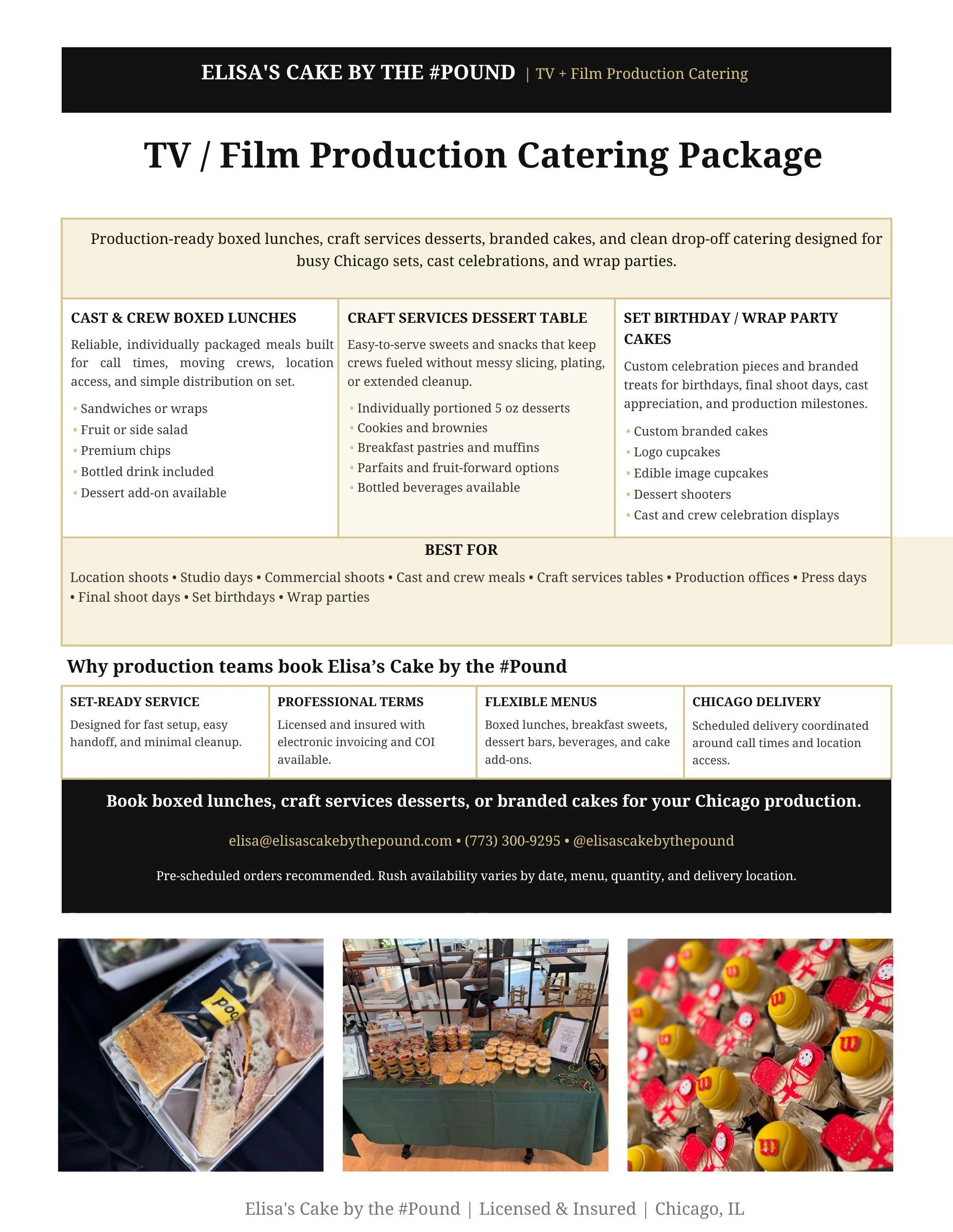 TV / Film Production Catering Package