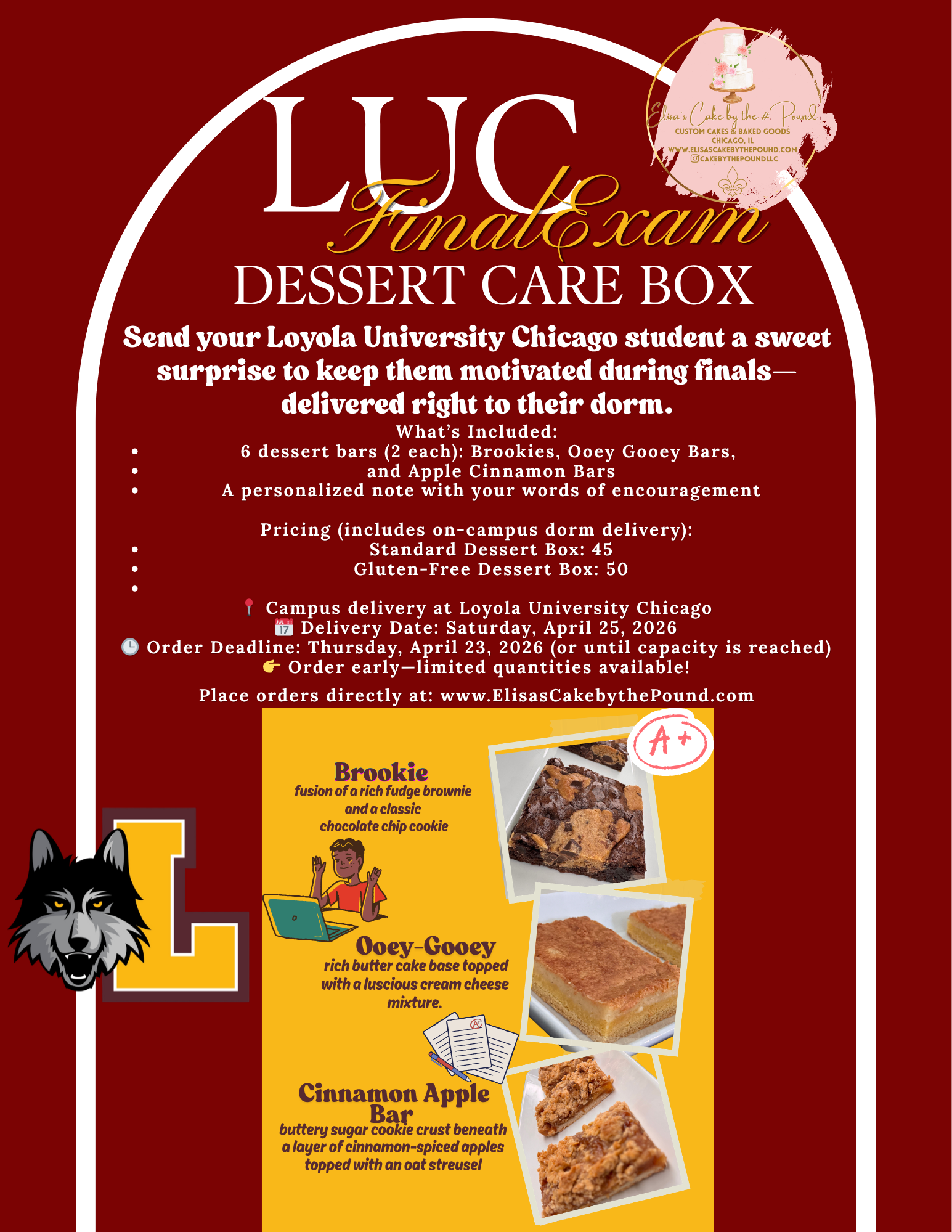 Loyola Chicago Final Exams Dessert Care Box💝