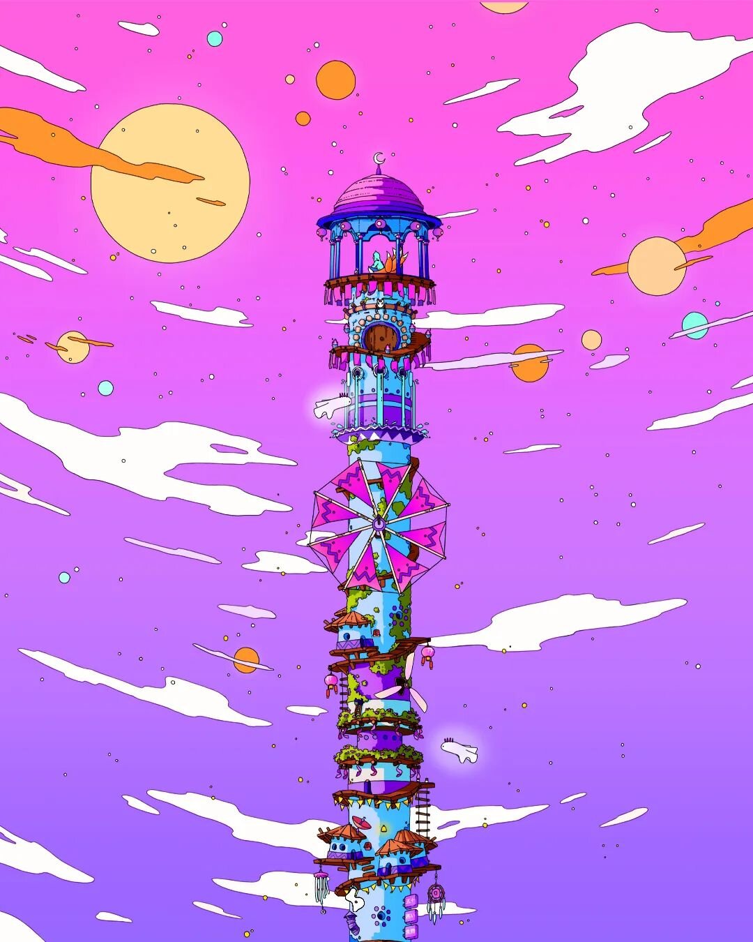 &quot;Yokai Tower&quot; is finally live and I've been receiving so many sweet messages from all of you 💜

I'm so glad you are vibing with this piece. It was a joy to make and I'm super proud of the result me and my animator (@yellowrocket_prods) ach