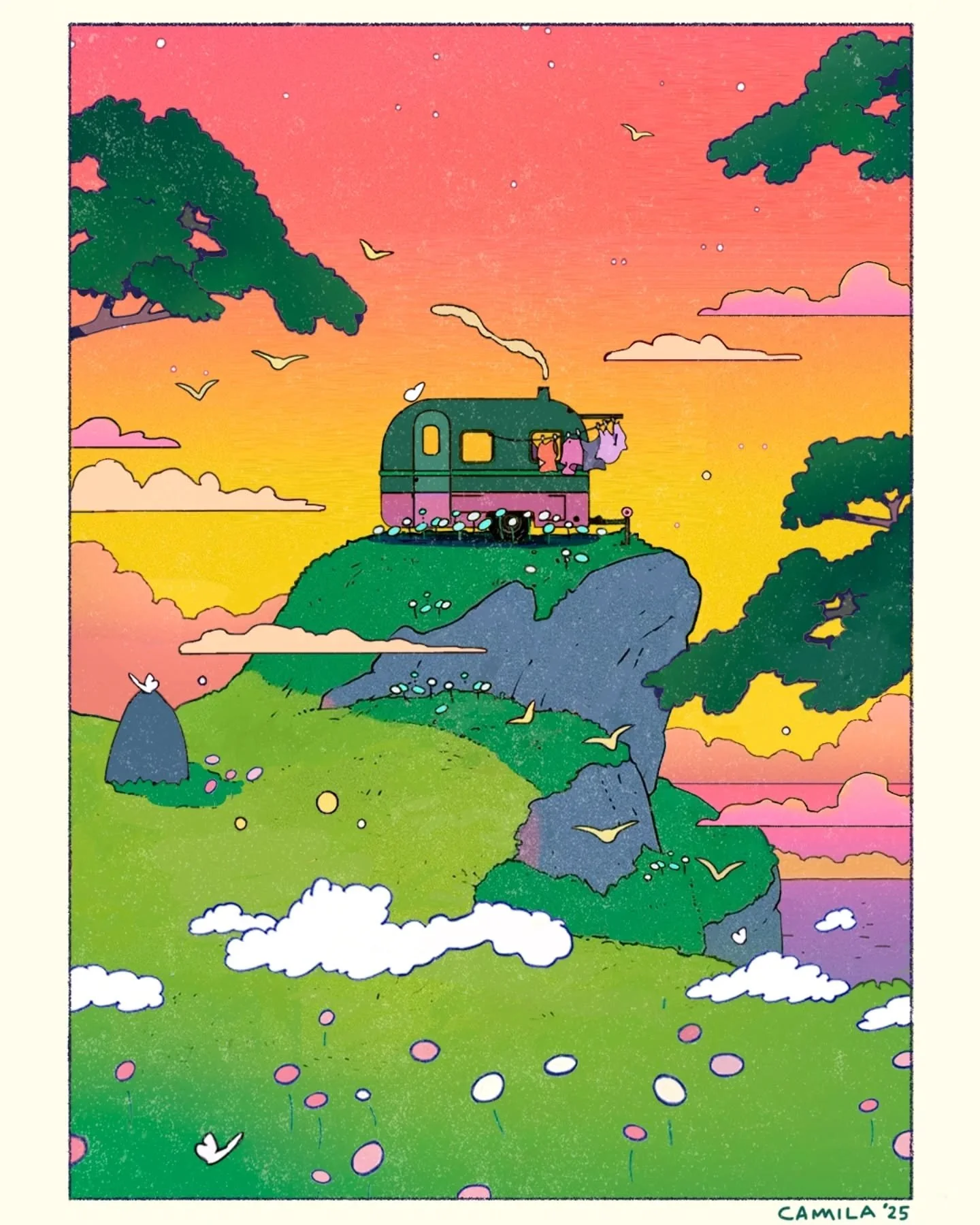 I&rsquo;m starting a new series called In Between, inspired by the calm beauty of Japanese ukiyo-e art and some scents by Une Nuit Nomade 🤎
An imaginary journey with soft gradients and quiet moments.
This is the first piece of the series &mdash; Amb