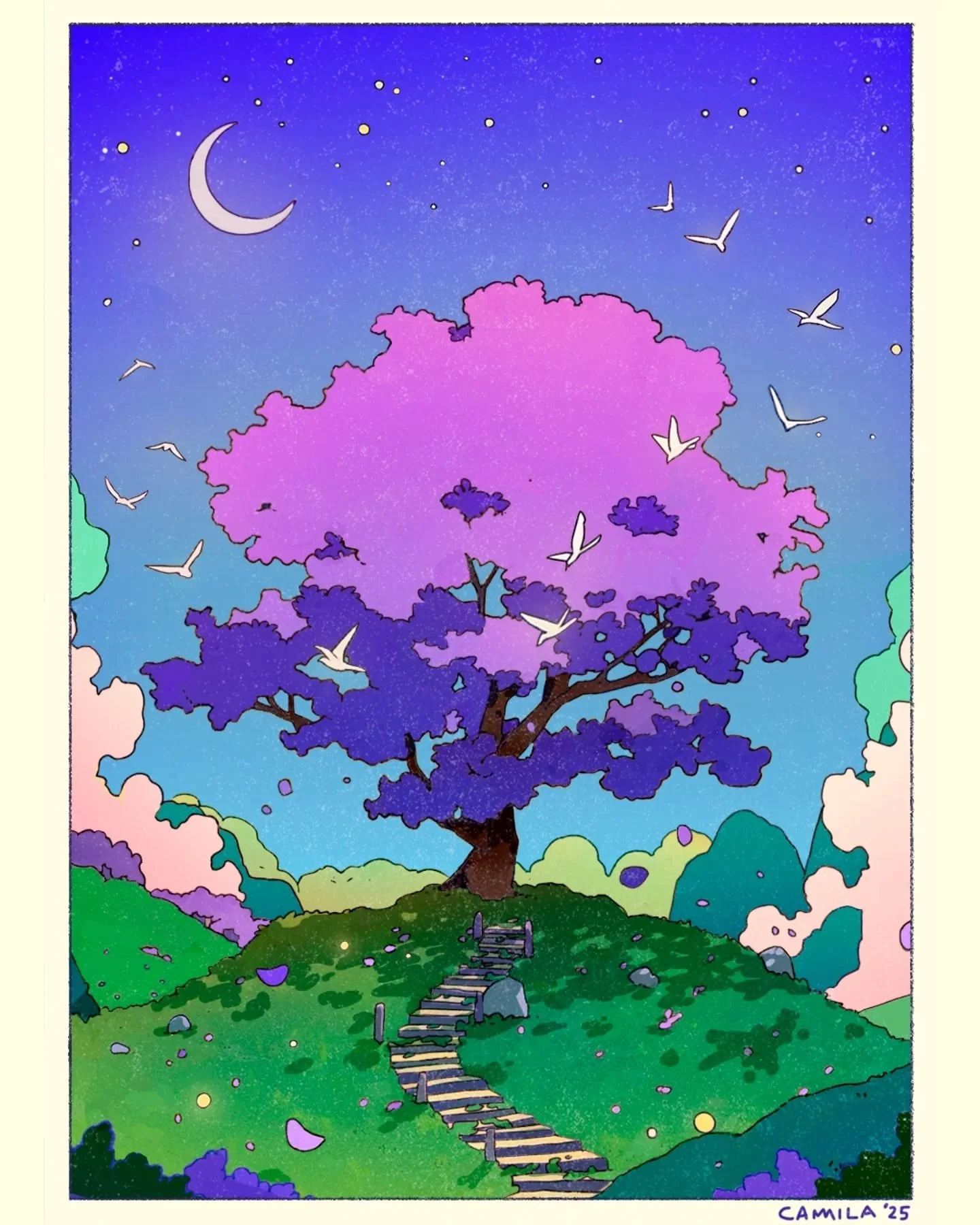 Dusk Petals, the 5th piece from my ongoing series &quot;In Between&quot; &mdash; moments suspended between the real and the imagined 💜

I&rsquo;ve been having fun exploring new textures and the simplicity of the shapes. Letting air and silence be pa