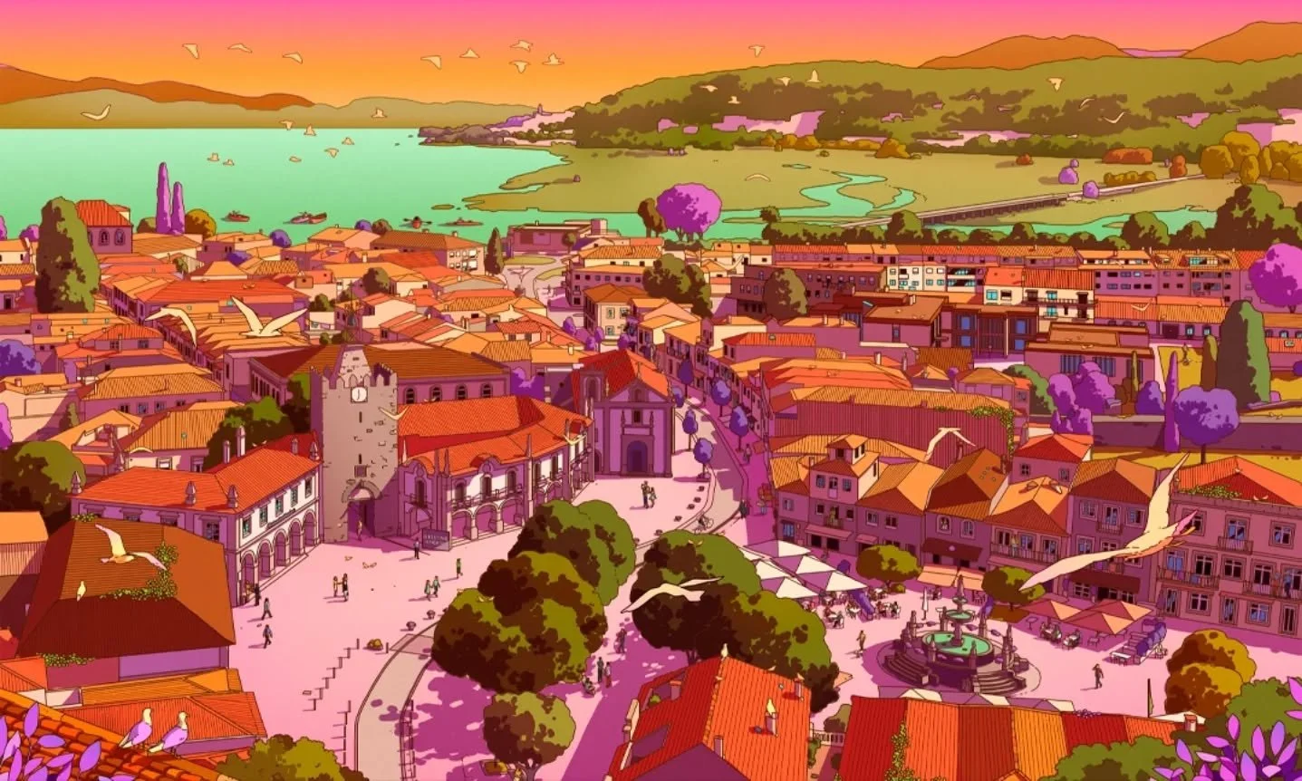 Loved working on this commissioned piece for the Municipality of Caminha 💙
Swipe for the night palette ✨
Alongside the static version, we also created an animated one which I&rsquo;ll be sharing soon!

If you&rsquo;re interested in a commission, fee