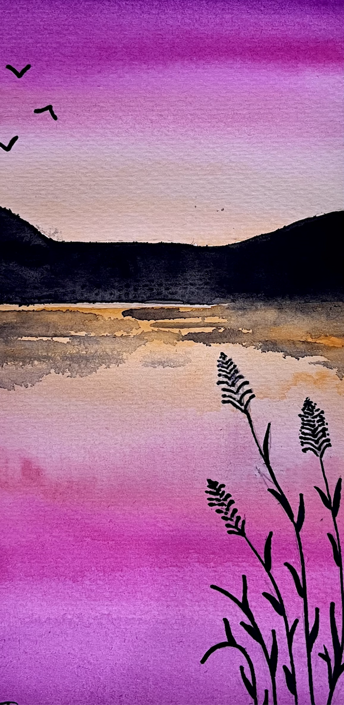 Sunset on lake