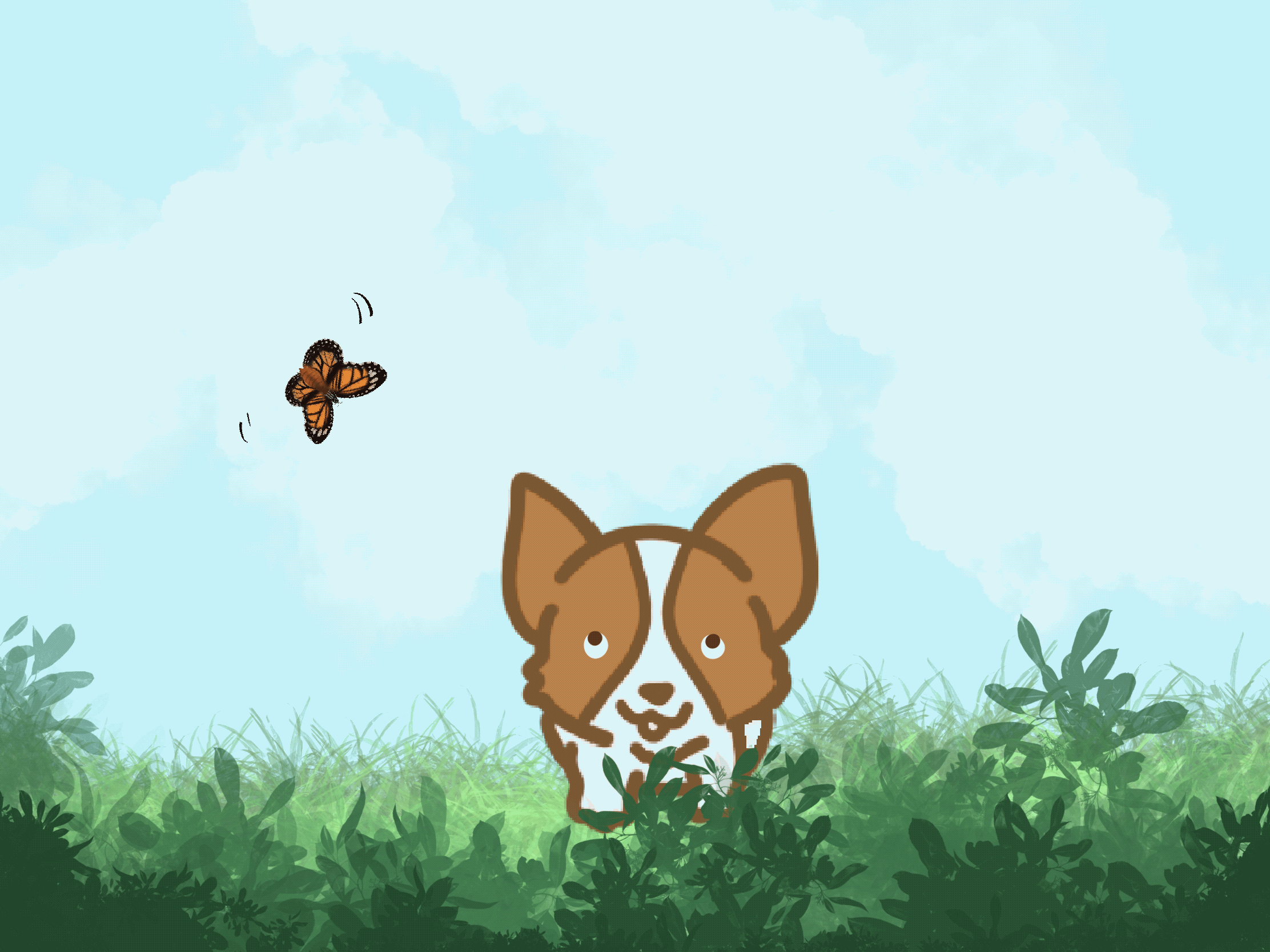 Puppy and butterfly animation
