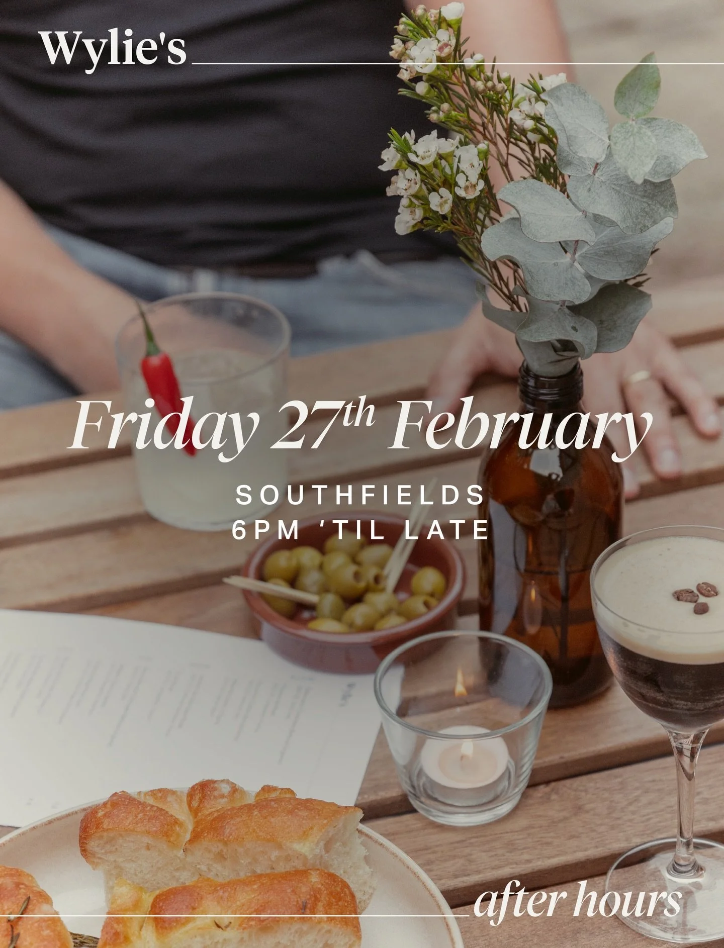 Our first &lsquo;Wylie&rsquo;s After Hours&rsquo; of the year is approaching. 🍾

We&rsquo;ve got some exciting new wines on the menu for you - think bold reds, crisp whites and funky naturals - all alongside our much loved cocktails, beers and small