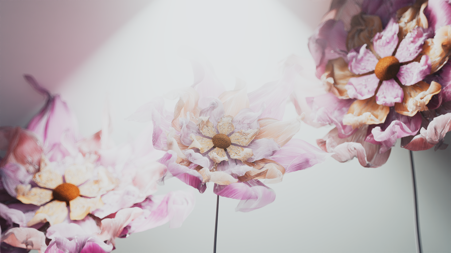 Three procedural flowers