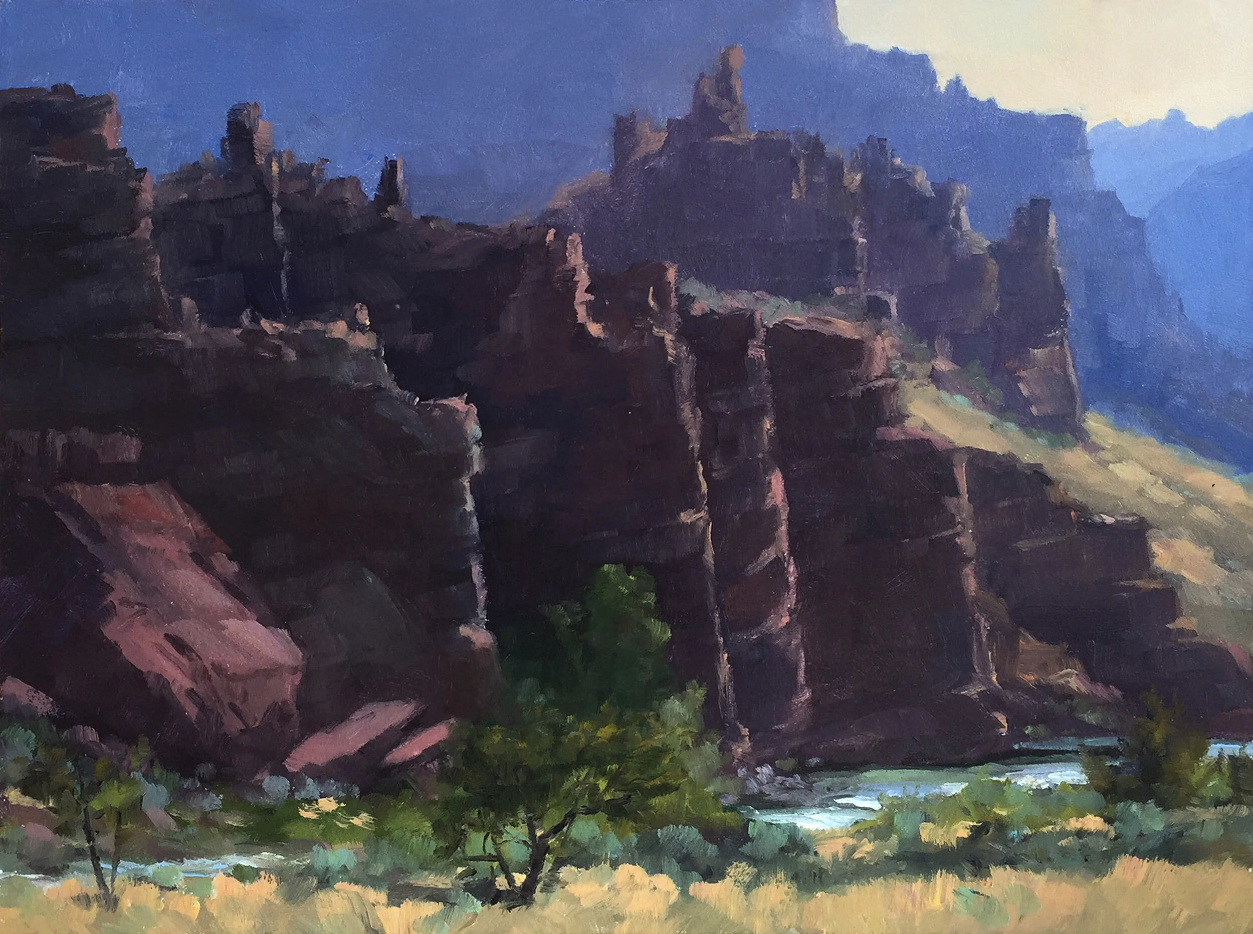 Shoshone River 9x12 oil on panel