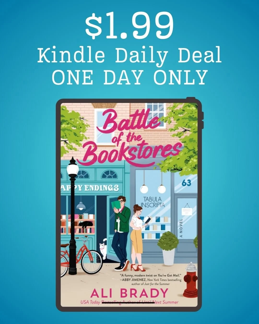 🚨 ONE DAY ONLY 🚨 Our bookishly romantic novel Battle of the Bookstores, about two bookstore managers forced to compete for their jobs when their bookstores are combined, is on sale for this crazy low price today only! 

Now&rsquo;s your chance if y