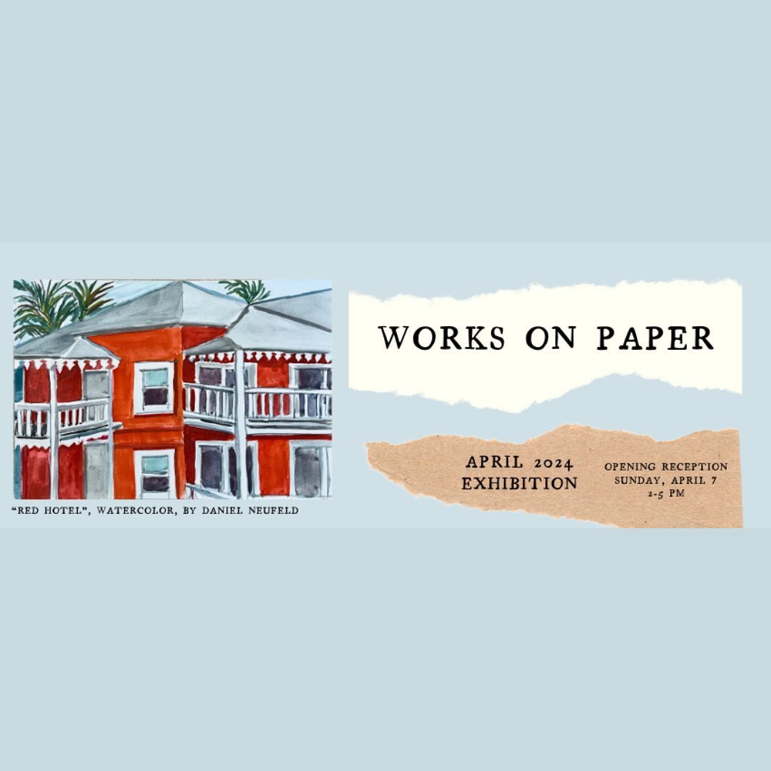Please join us at the Opening Reception for WORKS ON PAPER, the April 2024 Exhibit, on Sunday, April 7th from 2-5 PM. 

Participating artists share pieces which include elements of graphite, crayon, paint, printmaking, photography, collage, and more!