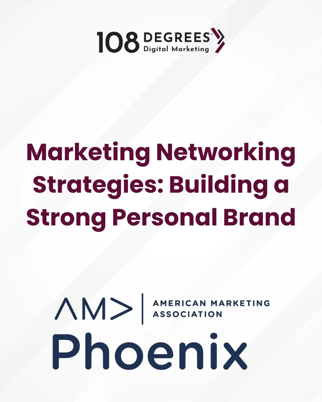 I had the opportunity to be included in an article by the American Marketing Association Phoenix on marketing, networking, and building a strong personal brand.

It's a topic I care deeply about. In today's business landscape, your personal brand is 