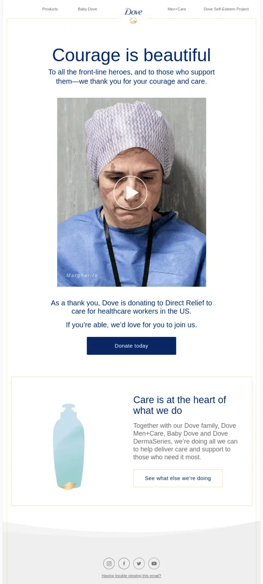 Bold, branding in email example
