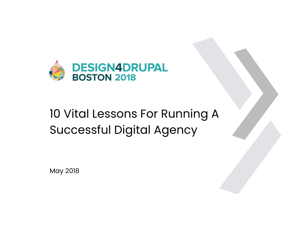 Design4Drupal conference logo — MaryAnn Pfeiffer presenting digital agency lessons