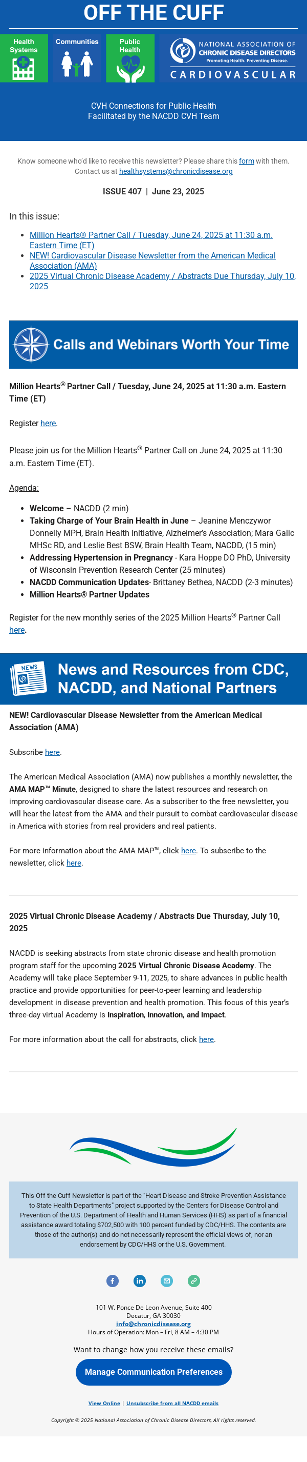 NACDD segmented newsletter email, nonprofit email marketing example