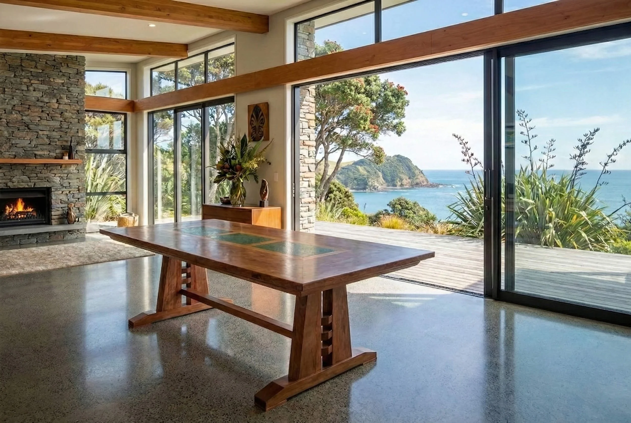 Pohutukawa & Fusion Glass Dining Table