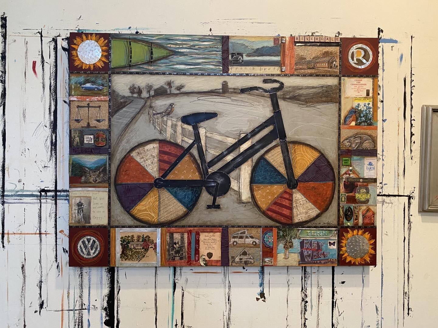 Wayne and Connie Whitehead gave me a box of special memories of their 40 amazing years together. I compiled them together to make this 36&rdquo;x48&rdquo; mixed media painting to celebrate their marriage. Cheers to my good friends