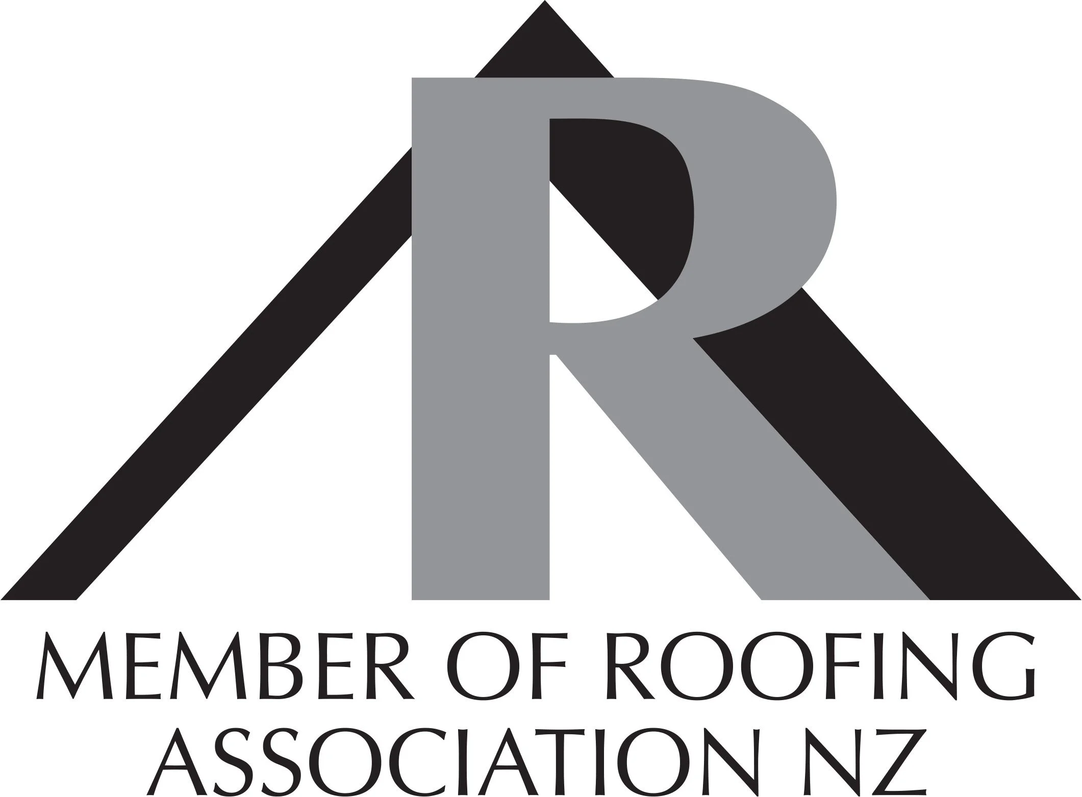 Logo of the Membrane Roof Association featuring a stylized letter R with a triangle and diagonal lines, with the text 'MEMBRANE ROOF ASSOCIATION NZ' below.