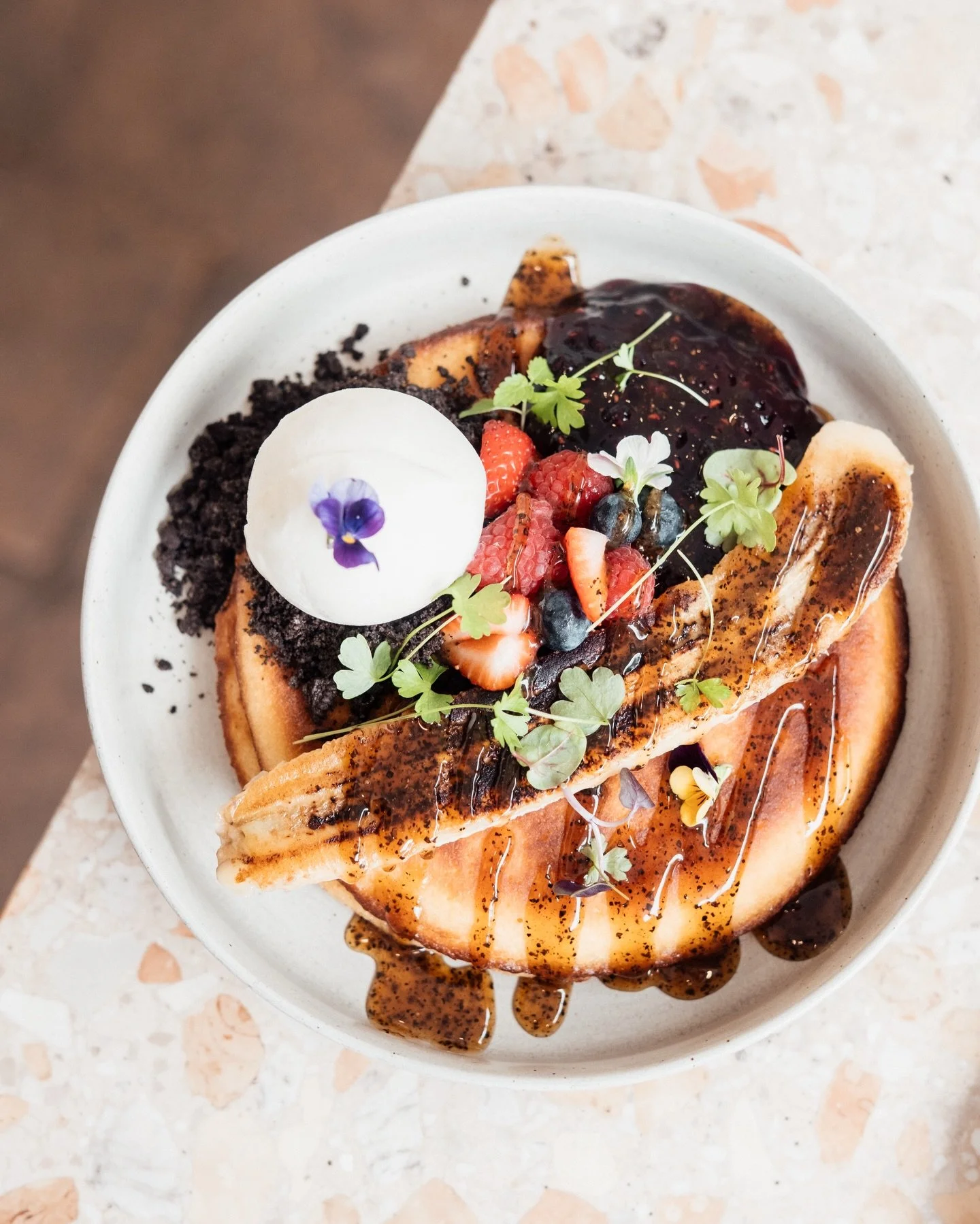 JACK&rsquo;S PANCAKES

Wattleseed caramel, caramelised banana, Oreo crumble, berries + vanilla ice cream. 

Available on our all day menu, most often ordered with a coffee and best enjoyed in our opinion as a dessert to share alongside your savoury m