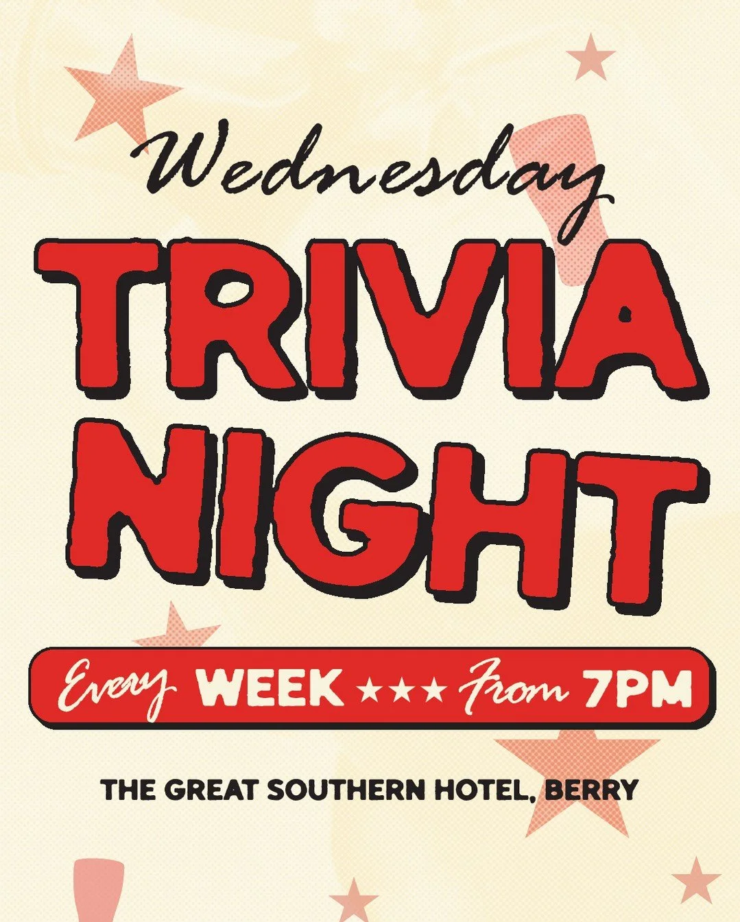 Looking for some mid-week fun? An excuse to get the crew together? Welcome Trivia Wednesdays 💥 Starting next Wednesday (Nov 12), we&rsquo;ll have free trivia from 7pm, plus all your fave feeds on deck, including our $22 pie &amp; house drink special