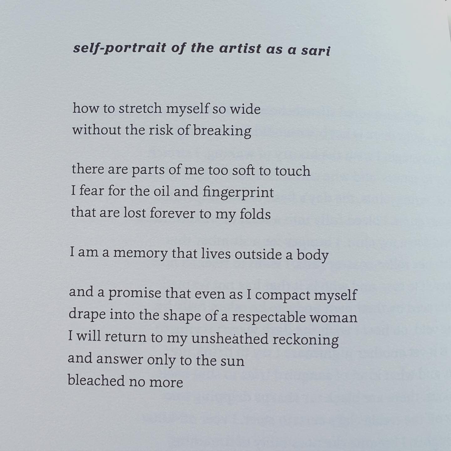 &ldquo;self portrait of the artist as sari&rdquo; by @anothernisha in her debut collection Coconut published with @newest.press 🧡 We are always cheering you on Nisha. 🙌🏽