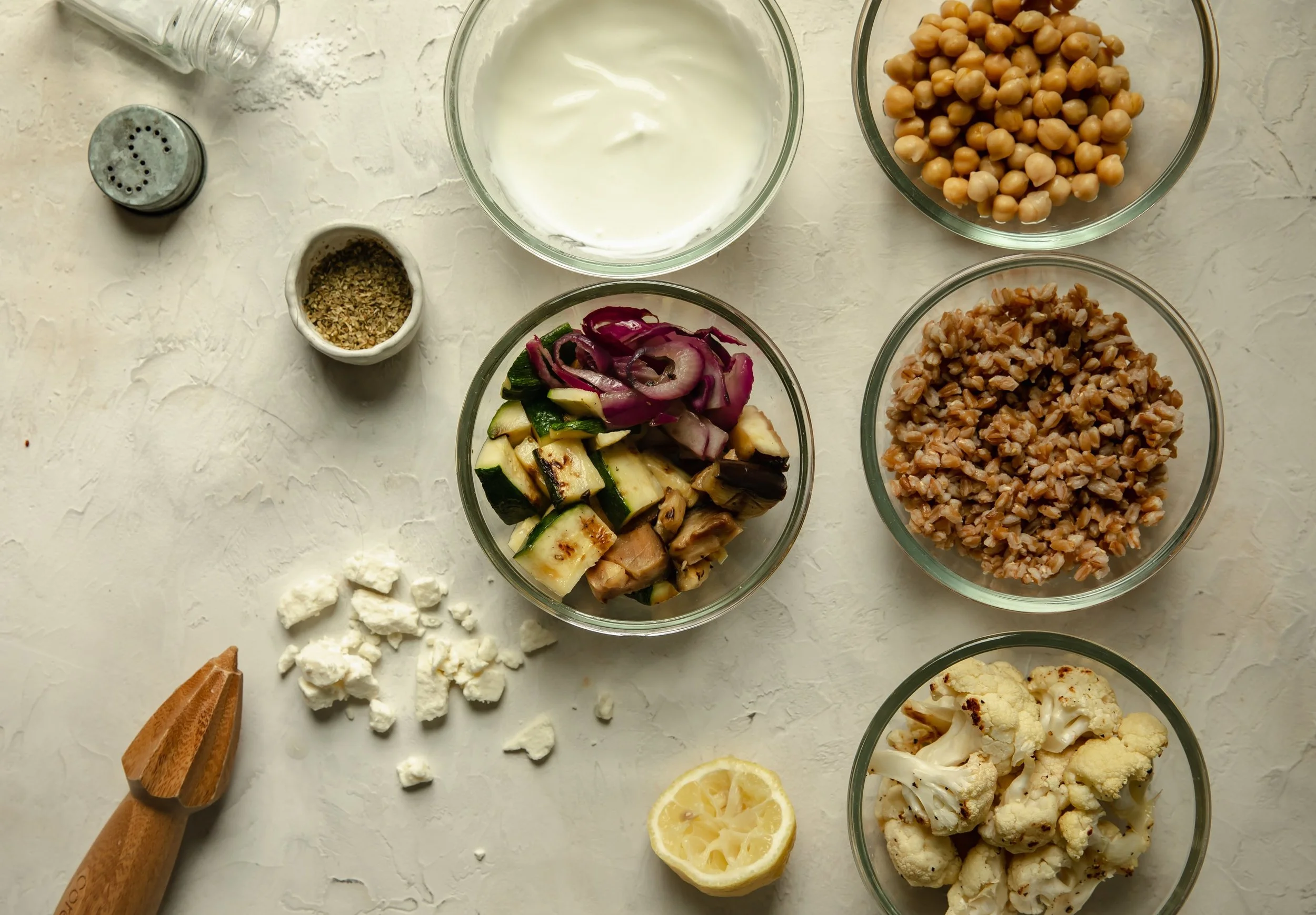 Mediterranean power bowl ingredients