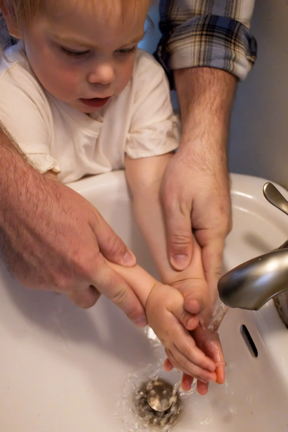 Washing hands together