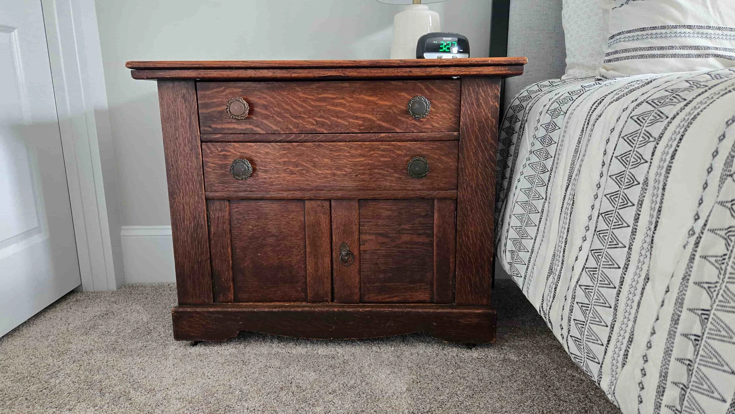An antique bedside table I found at Restore Richmond in Chesterfield, VA.