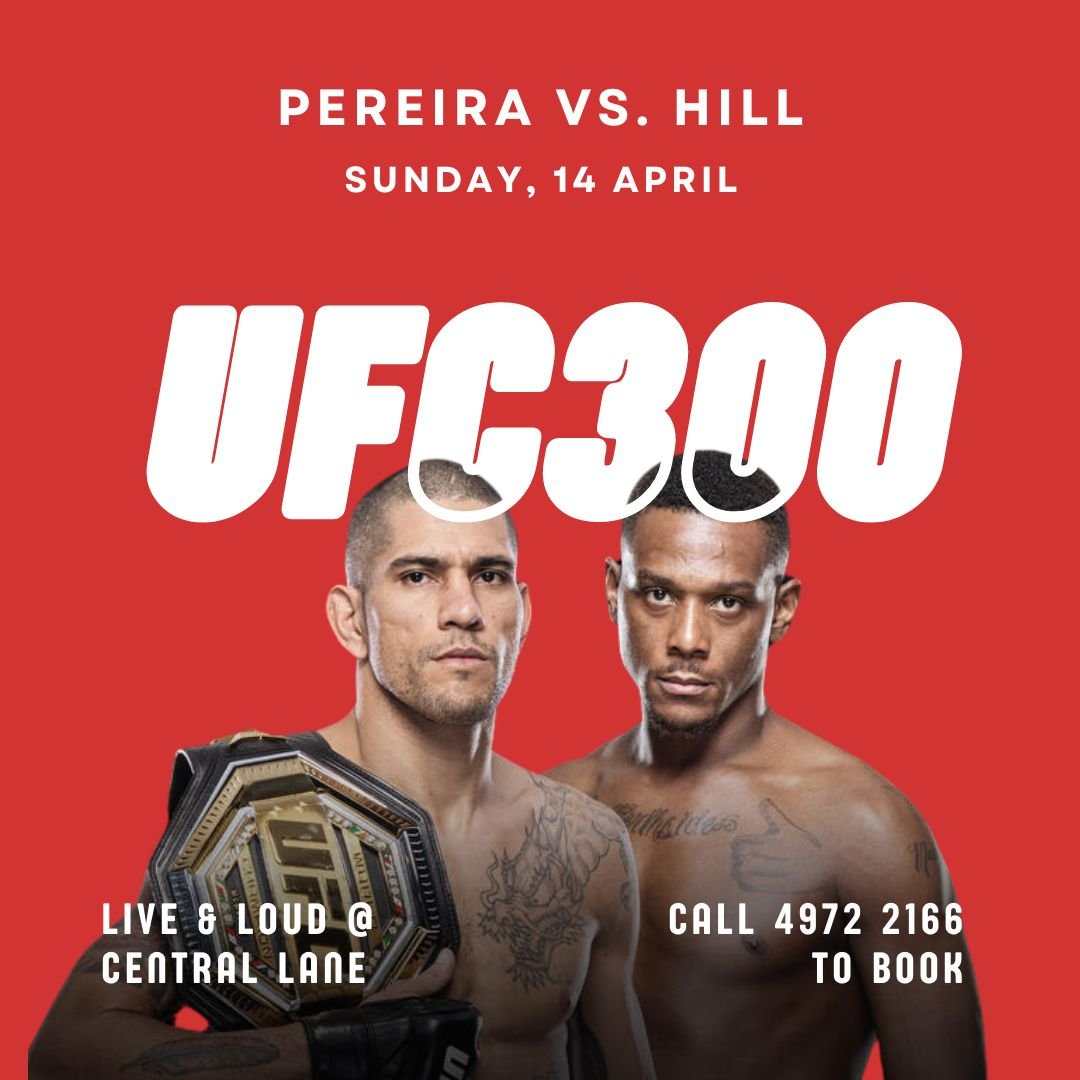 Catch Pereira v Hill live and loud this Sunday, at Central Lane Hotel. 🎳

Spend your Sunday at Central Lane &ndash; there&rsquo;s something for everyone! Grab a bite, enjoy a bev, have a bowl, throw some darts or watch the fight. 🍻

To book in for 