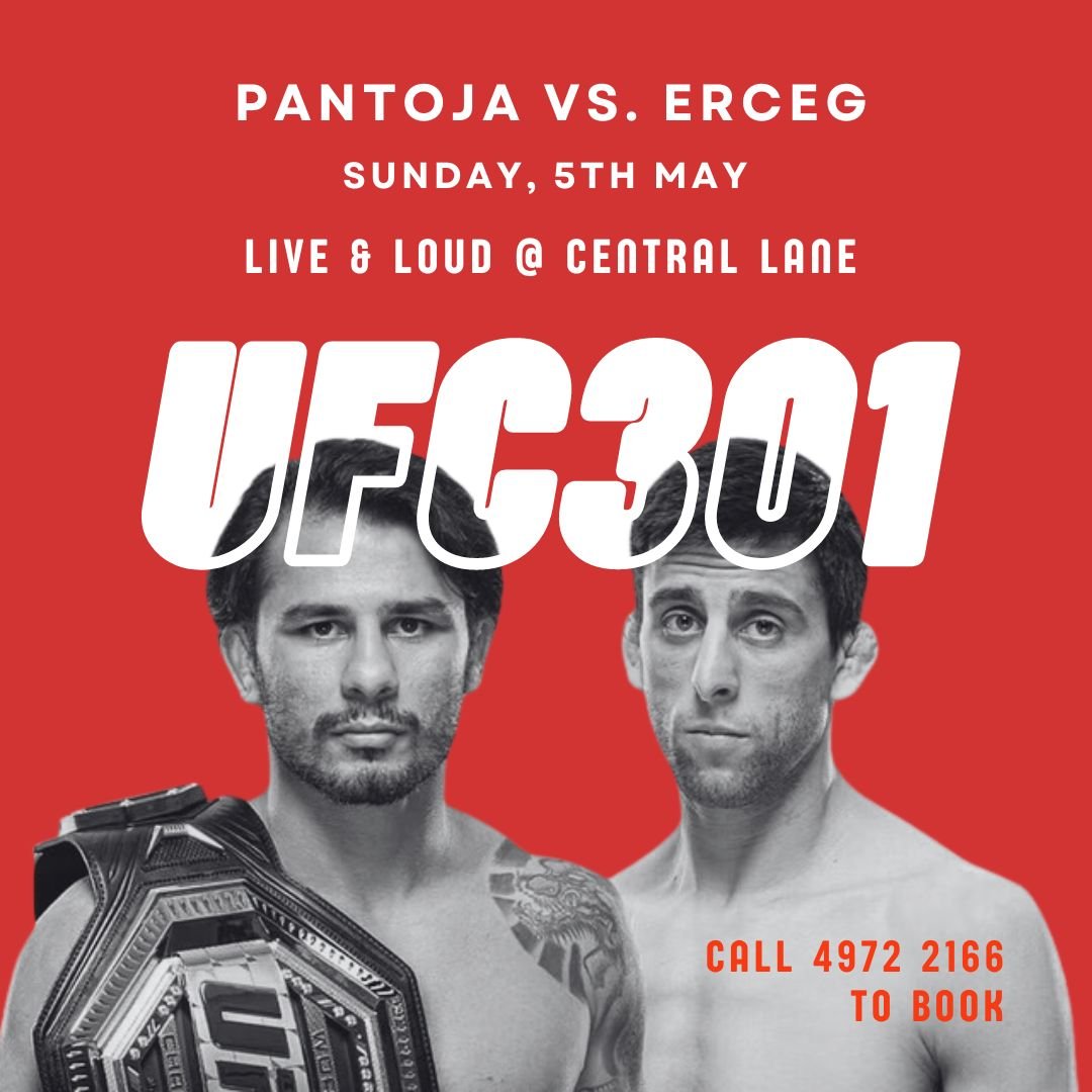 Catch the UFC301 live and loud at Central Lane this Sunday. 🥊

Come in early for a meal and grab the best seats in the house! 

To book a table, call us on 4972 2166, or head to the link in our bio.

#centrallane #centrallanebowling #centrallanekara