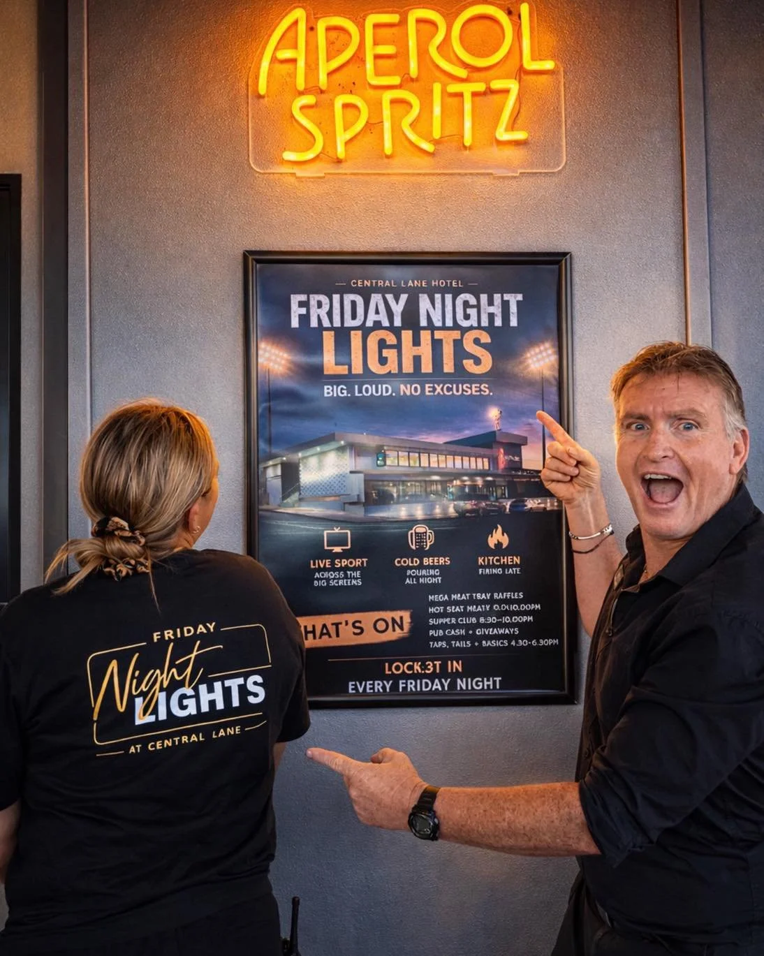 Who else is getting excited for this Friday?!

Taps, tails + basics from 4:30pm. Mega Meat Trays + cash finale. Hot Seat Giveaway. Supper Club &lsquo;til 10. 

No excuses.
Every Friday at Central Lane.
www.centrallanehotel.com.au

#gladstonenightlife