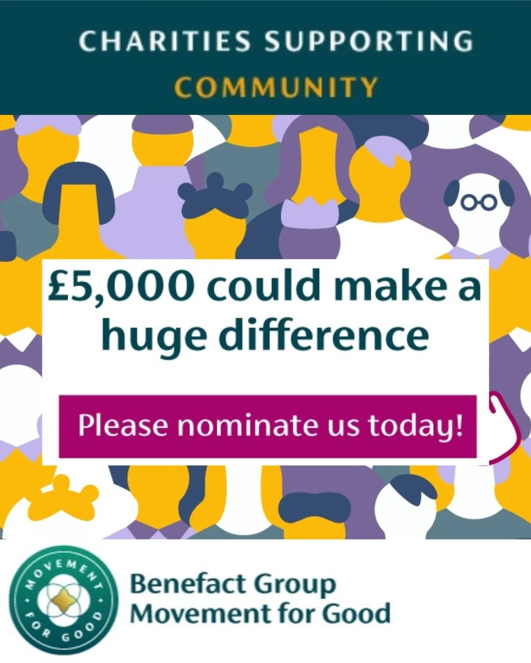 🏆Could you nominate us as? It takes 2 minutes and could win us &pound;5,000.

🤰&pound;5,000 could make a huge difference to us as a small charity, meaning we could better support our Mamas.

📱Here's our charity link, with all our details completed