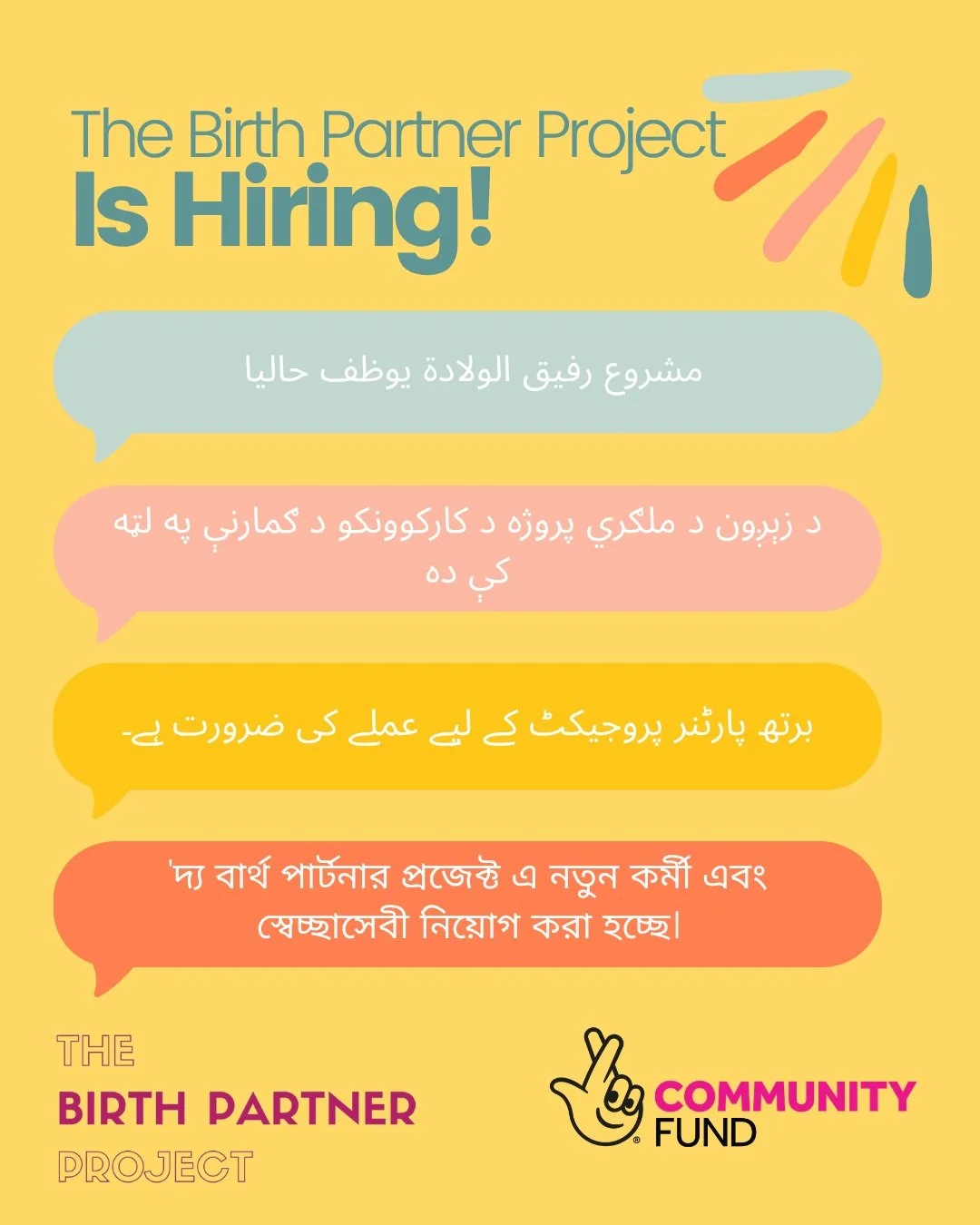 We're Hiring! We would love you to consider applying, and to share with your friends and connections - help us find the right people to join our tiny team!

د زېږون د ملګري پروژه د کارکوونکو د ګمارنې په لټه کې ده

 مشروع رفيق الولادة يوظف حاليا 

बर्