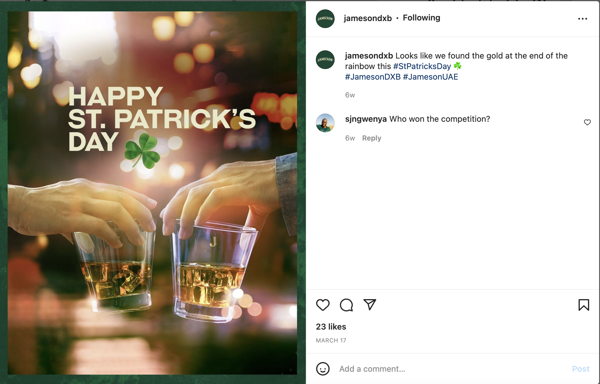 Topical Greeting for Jameson Whisky UAE