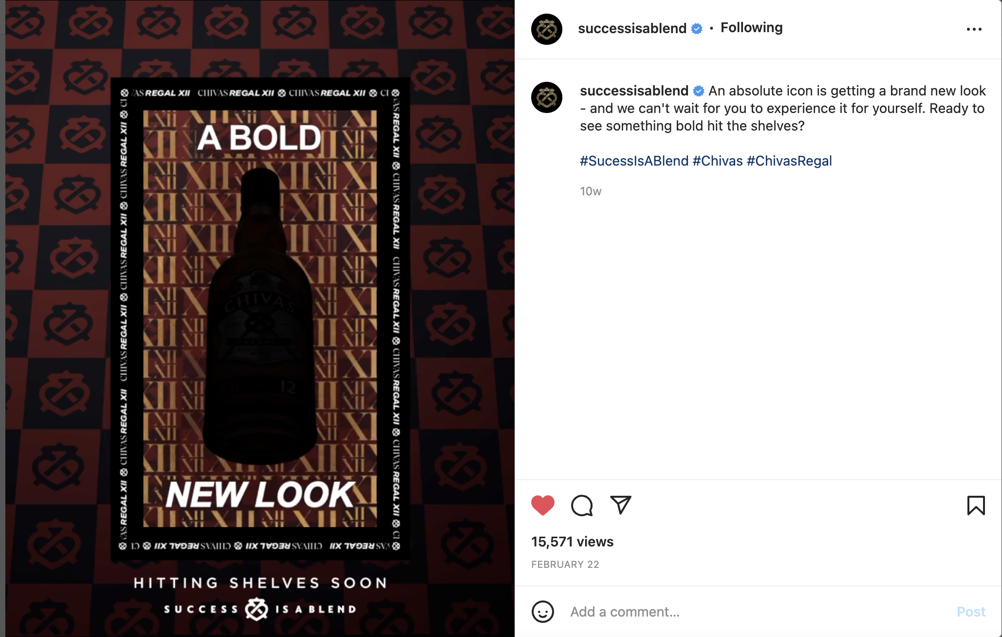 Teaser Post for Chivas' New Bottle Launch