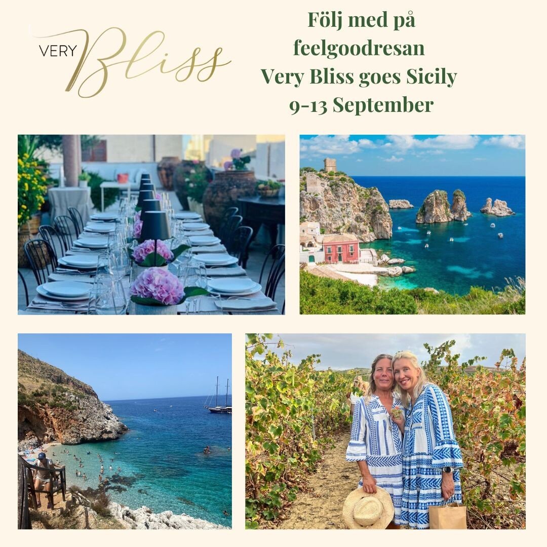 H&auml;ng med p&aring; feelgoodresan &quot;Very Bliss goes Sicily&quot;, 9-13/9! En h&auml;rlig blandning av r&ouml;relse, avkoppling, middagar, dryck och personlig m&ouml;ten. Ett resa med VeryYes &amp; @roccasirignano Mer information &amp; bokning: