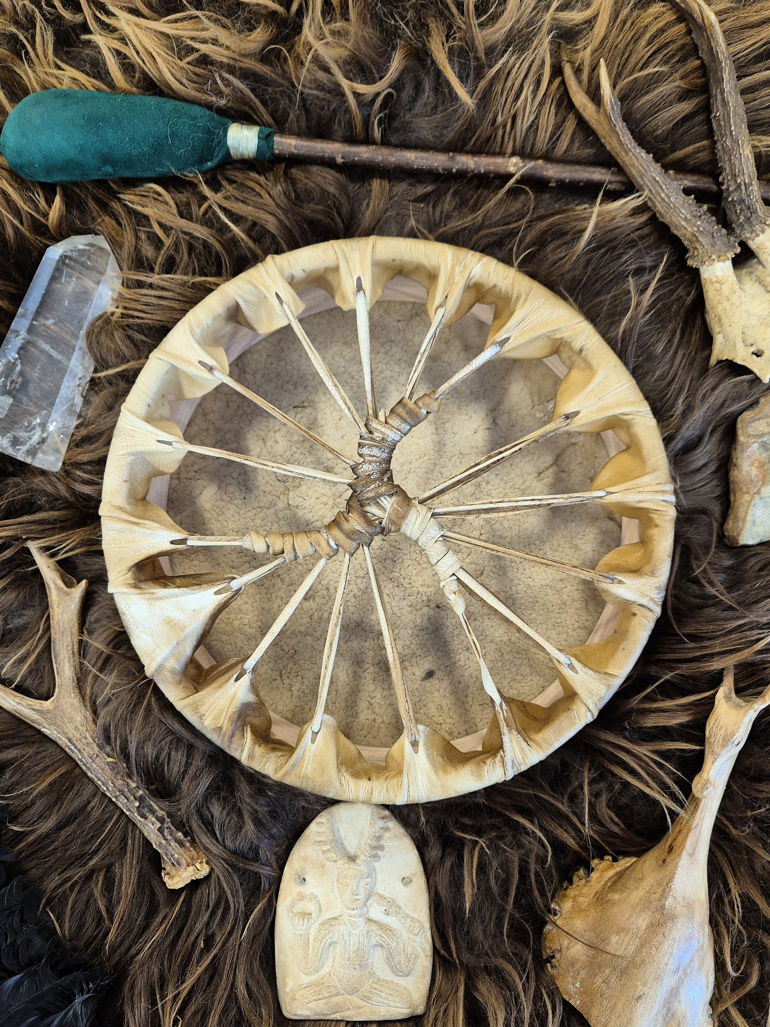 10" Stag Shamanic Drum with Trispiral