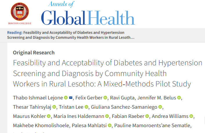 New ComBaCaL publication in “Annals of Global Health”