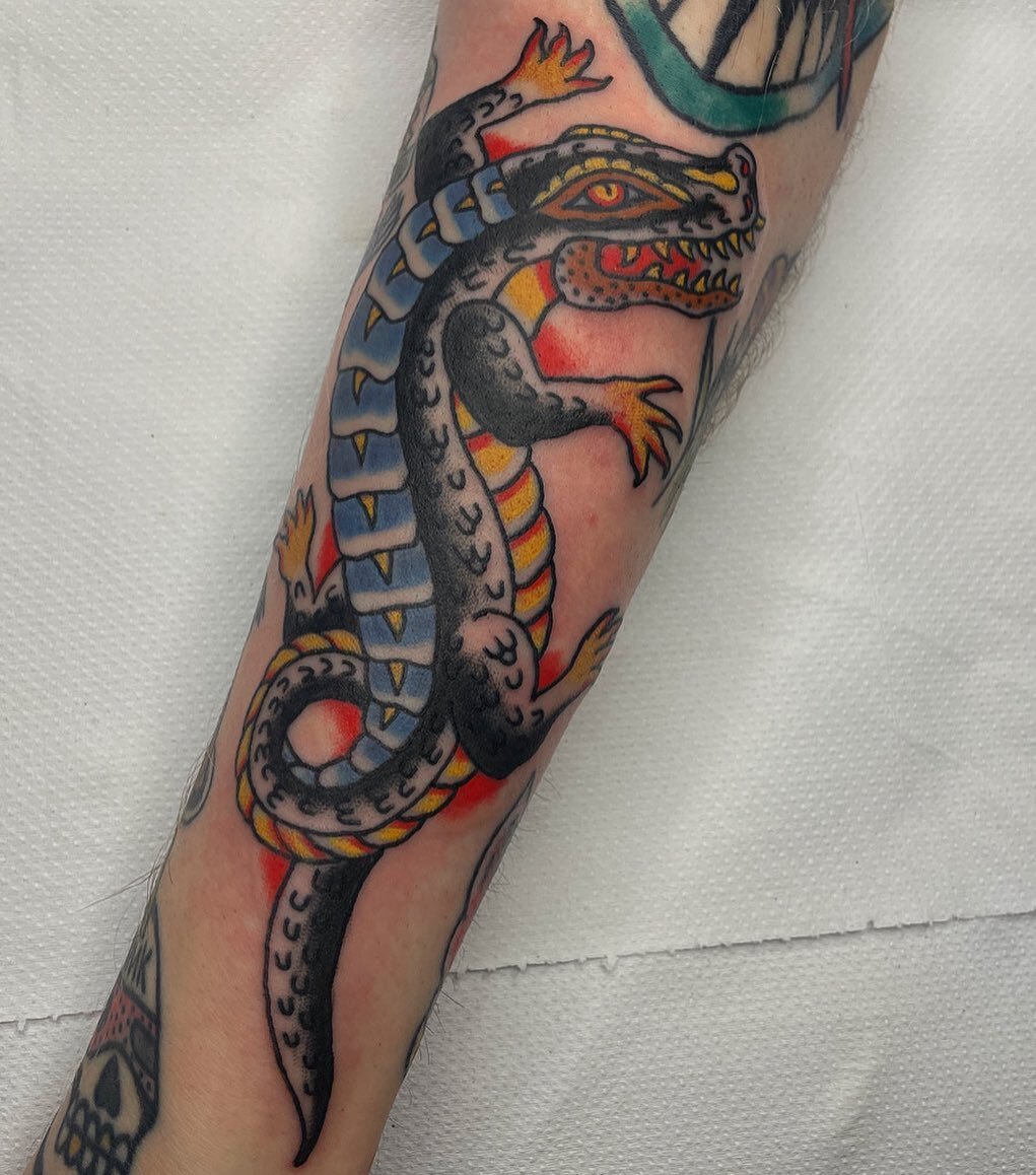 Traditional Crocadile by Kyle Cartlidge Tattoo
Newcastle under Lyme appointment only tattoo studio, DM for enquiries.
.
.
.
.
.
.
.
.

#tattoo #traditionaltattoo #radtrad #tradworkers #colourtattoo #linework #uktattoo #uktattooartists #stokeontrent #