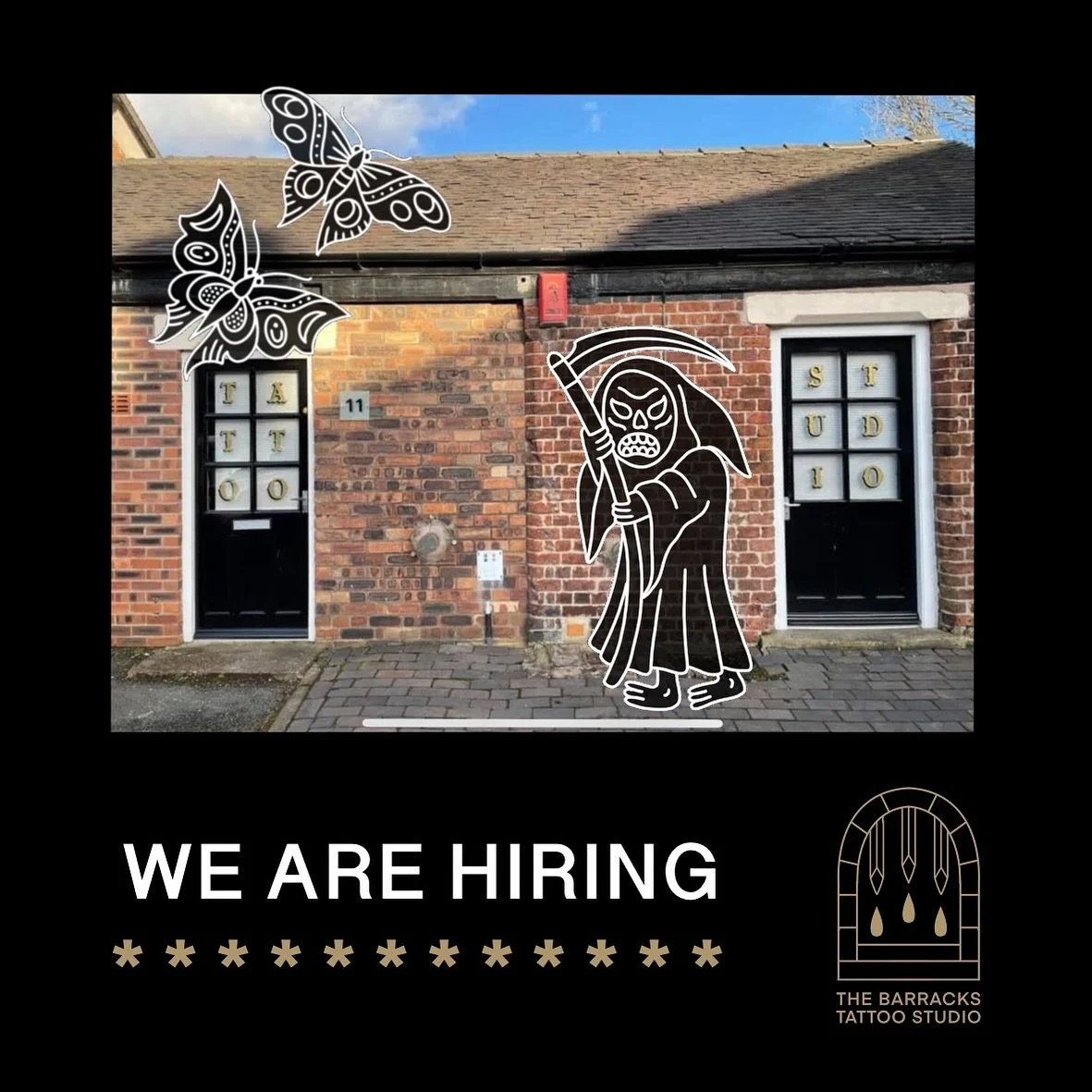 ***ANNOUNCMENT***
New artist Wanted!
We have space for a full time artist to join our team at The Barracks Tattoo Studio in the heart of Newcastle Under Lyme.
70/30 split to the artist | Flexible working days.
Previous studio experience and portfolio