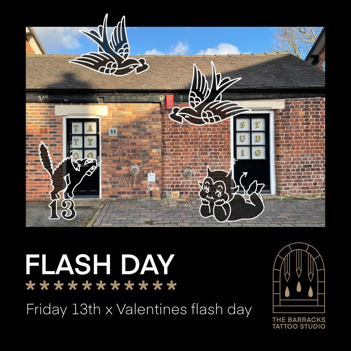 Ayup! It&rsquo;s been a while since we&rsquo;ve done a flash day so we&rsquo;re hitting you with a big one! We have 5 artists for our Friday 13th x Valentines flash day! Swipe to see some examples of their work.
Where?
@thebarrackstattoostudio Newcas