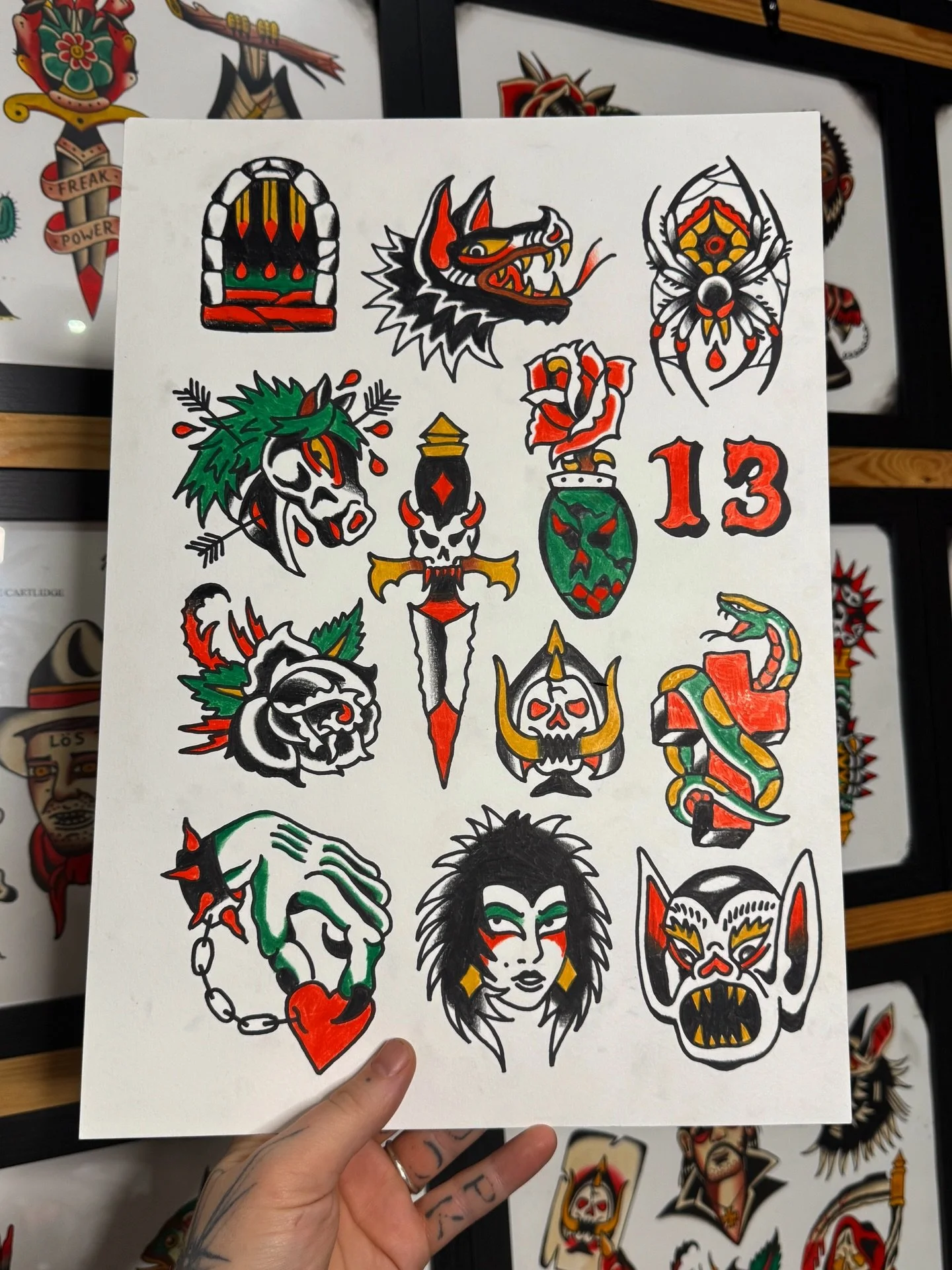 Friday 13th flash drop! I wanna have a fun day, so on this day only I&rsquo;m tattooing these designs for &pound;60 each, If any one wants to come get tattooed drop me a message, I&rsquo;m taking bookings first then I&rsquo;ll be offering any space f